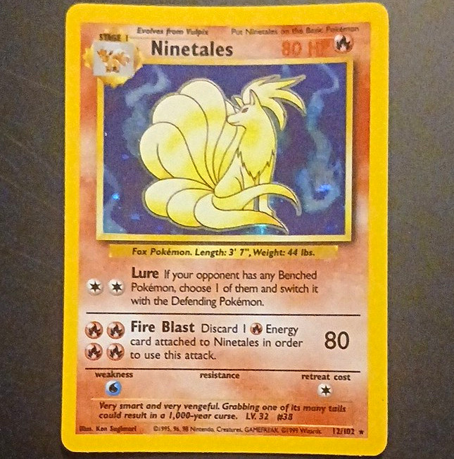 Pokemon TCG Ninetales 12/102 Base Set Holo Rare Pokemon TCG Ninetales 12/102 Base Set Holo Rare