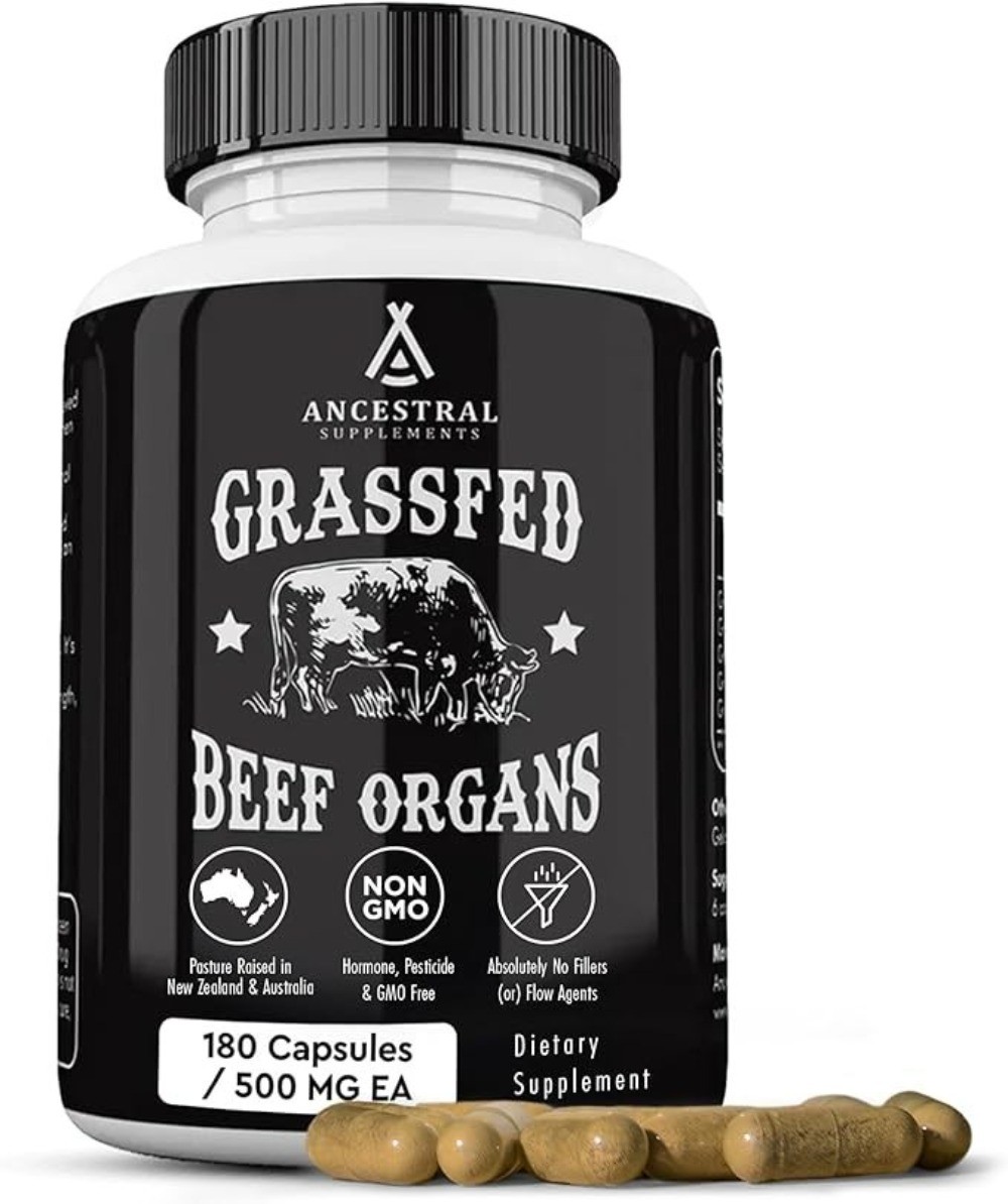 Ancestral Supplement Grass fed Beef Organ Supplement - Non GMO, 180 capsules-