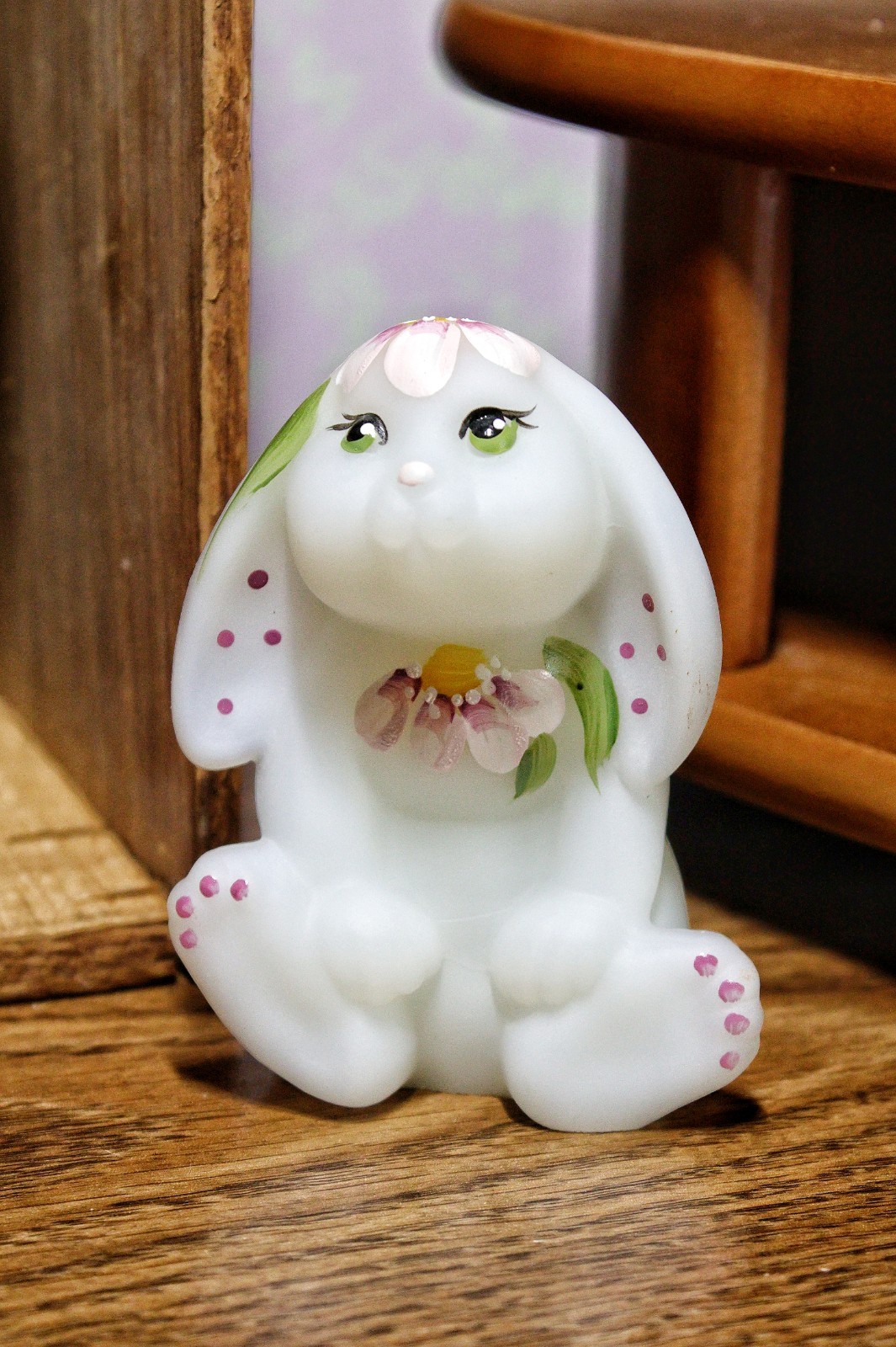 Fenton Art Glass 2003 Lop Eared Opal Satin Bunny \ Fenton Art Glass 2003 Lop Eared Opal Satin Bunny \