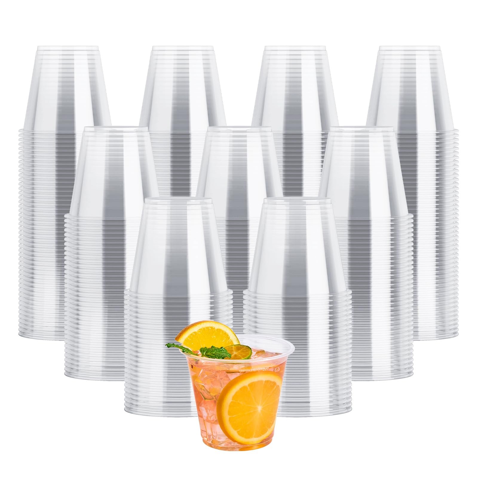 JOLLY CHEF 9 oz Plastic Cups, 600 Pack Clear Disposable 9oz-600count,