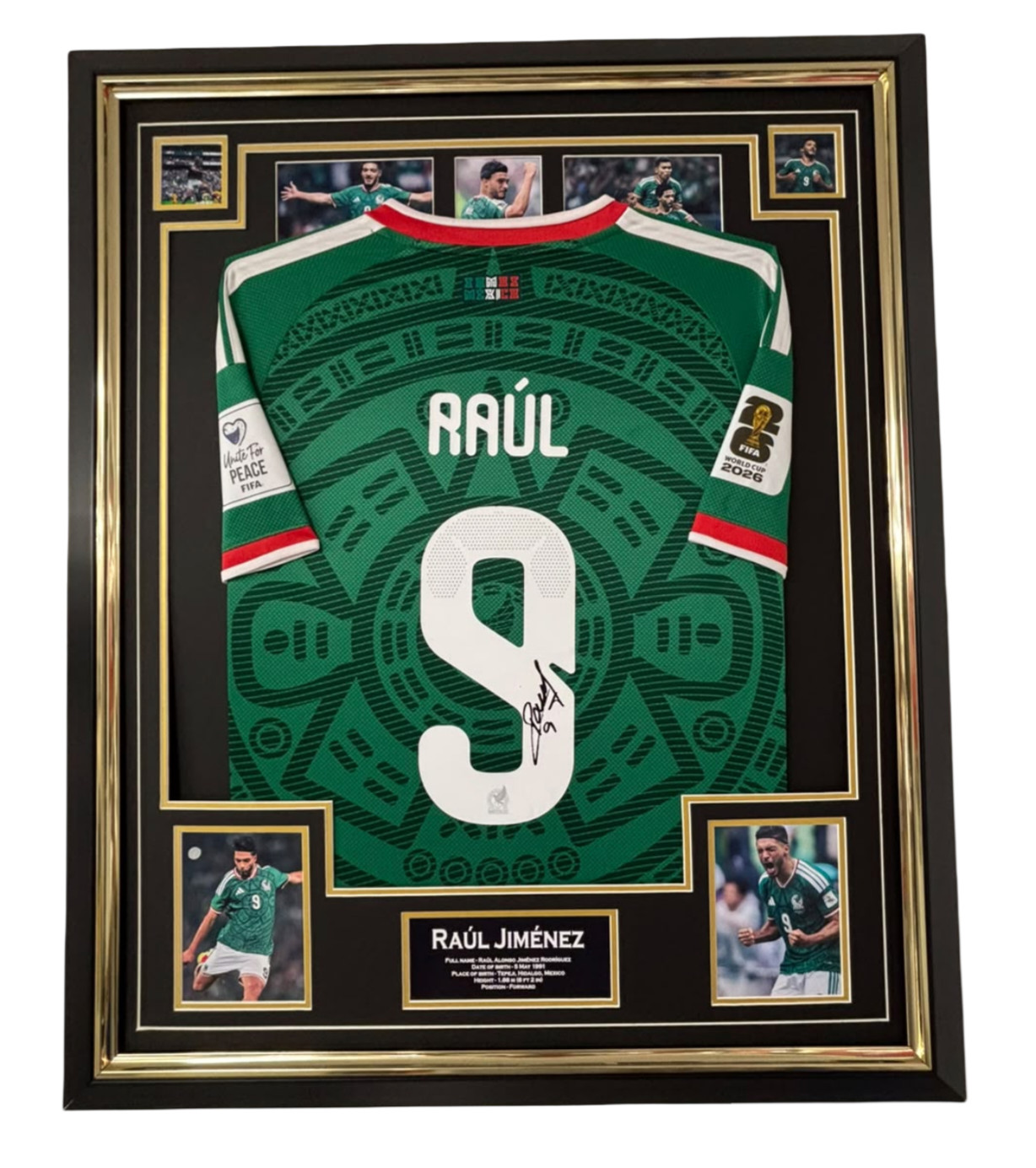 Framed RAUL JIMENEZ MEXICO Signed Shirt Jersey Autograph DISPLAY