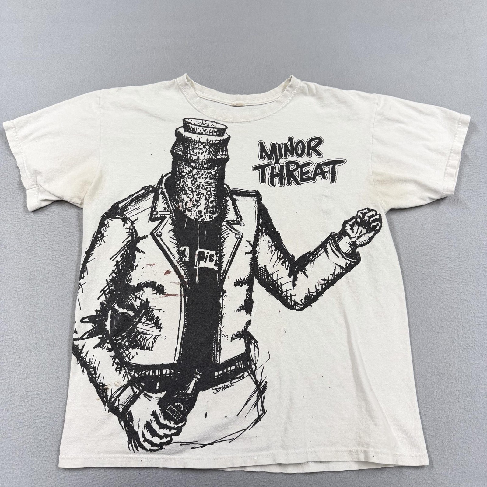 Vintage Minor Threat Shirt Mens Medium White Punk Band Graphic T-Shirt Tee