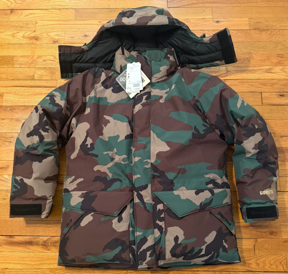 NWT BEAMS X MARMOT MAMMOTH DOWN PARKA GORE-TEX BIGGIE CAMOUFLAGE - NOT SUPREME