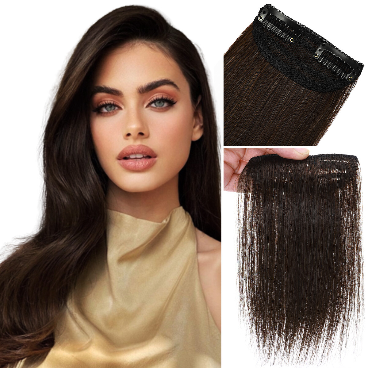 THICK 100% Remy Human Double Weft Clip In Real Hair Extensions Full Head Black X