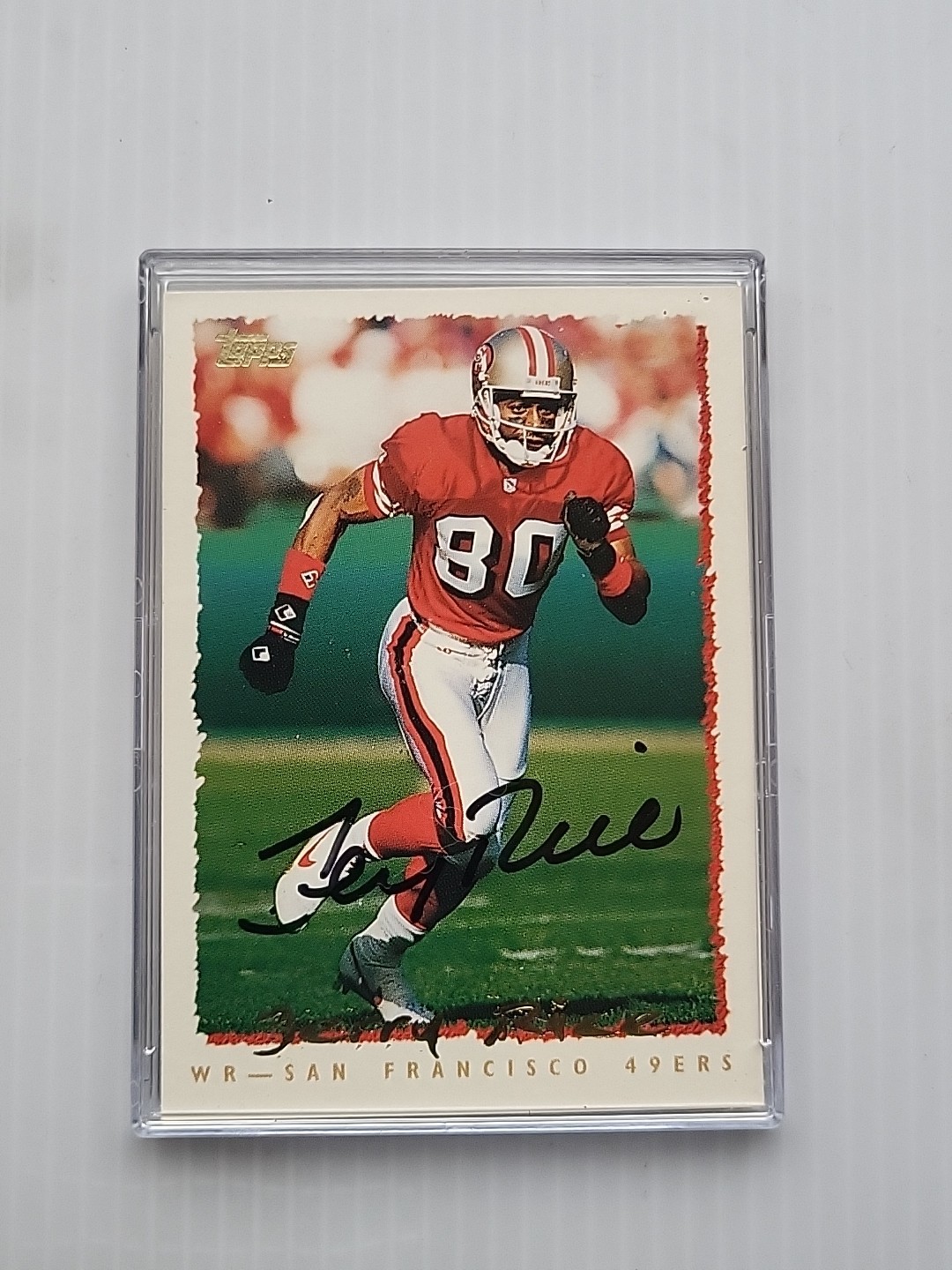JERRY RICE Hand-Signed Autographed 1995 Topps Football #220 W/COA (49ers) JERRY RICE Hand-Signed Autographed 1995 Topps Football #220 W/COA (49ers)
