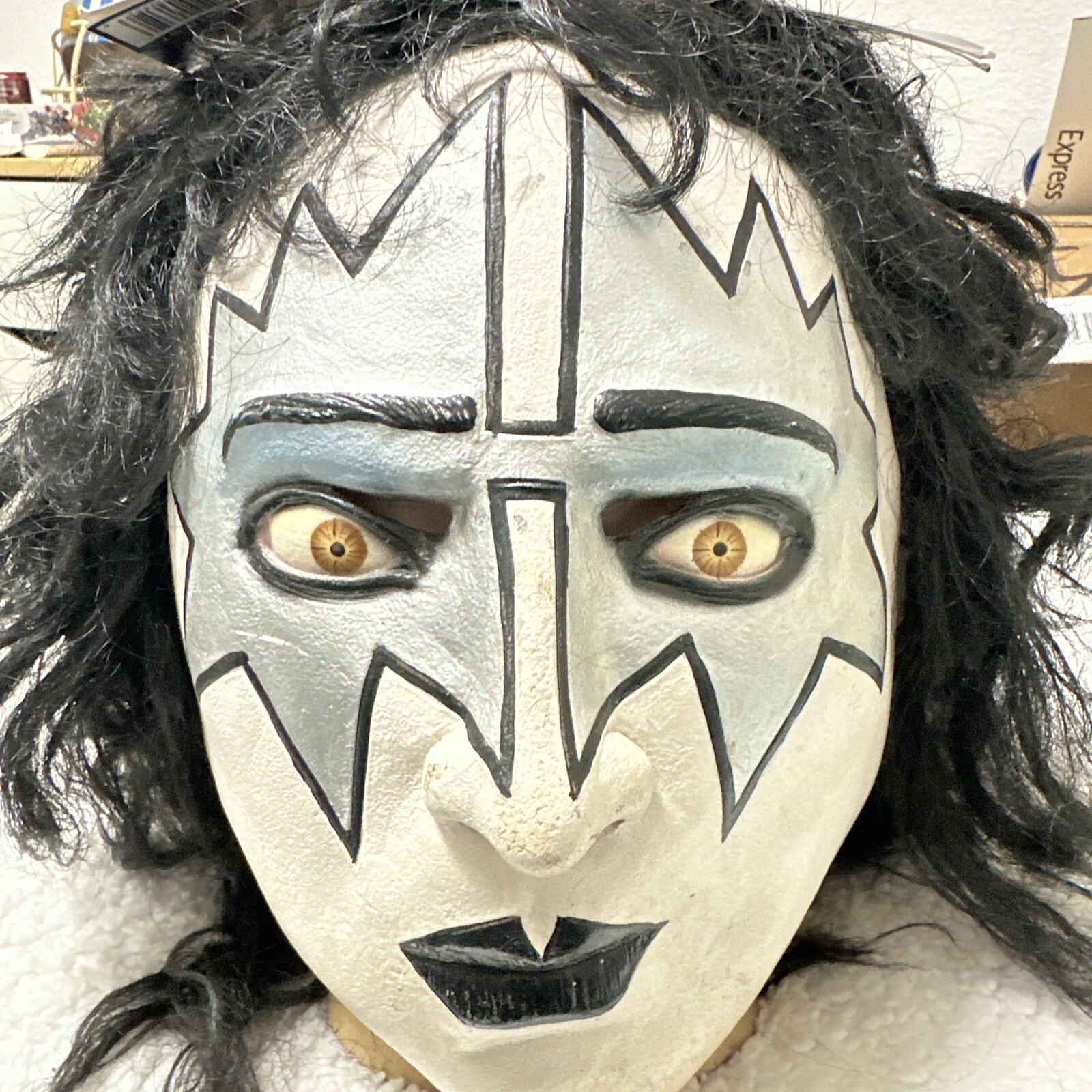 KISS 💋 Ace RARE 2009 Kiss Catalog Rock Rubber Mask Hair Tags Halloween New