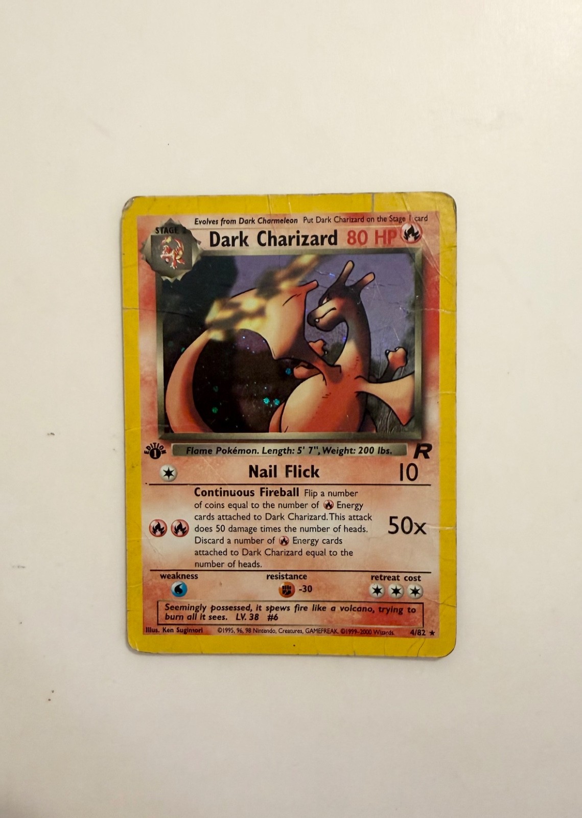 Pokémon 1st Edition Dark Charizard Holo 4/82 – Team Rocket – Vintage 2000 Pokémon 1st Edition Dark Charizard Holo 4/82 – Team Rocket – Vintage 2000