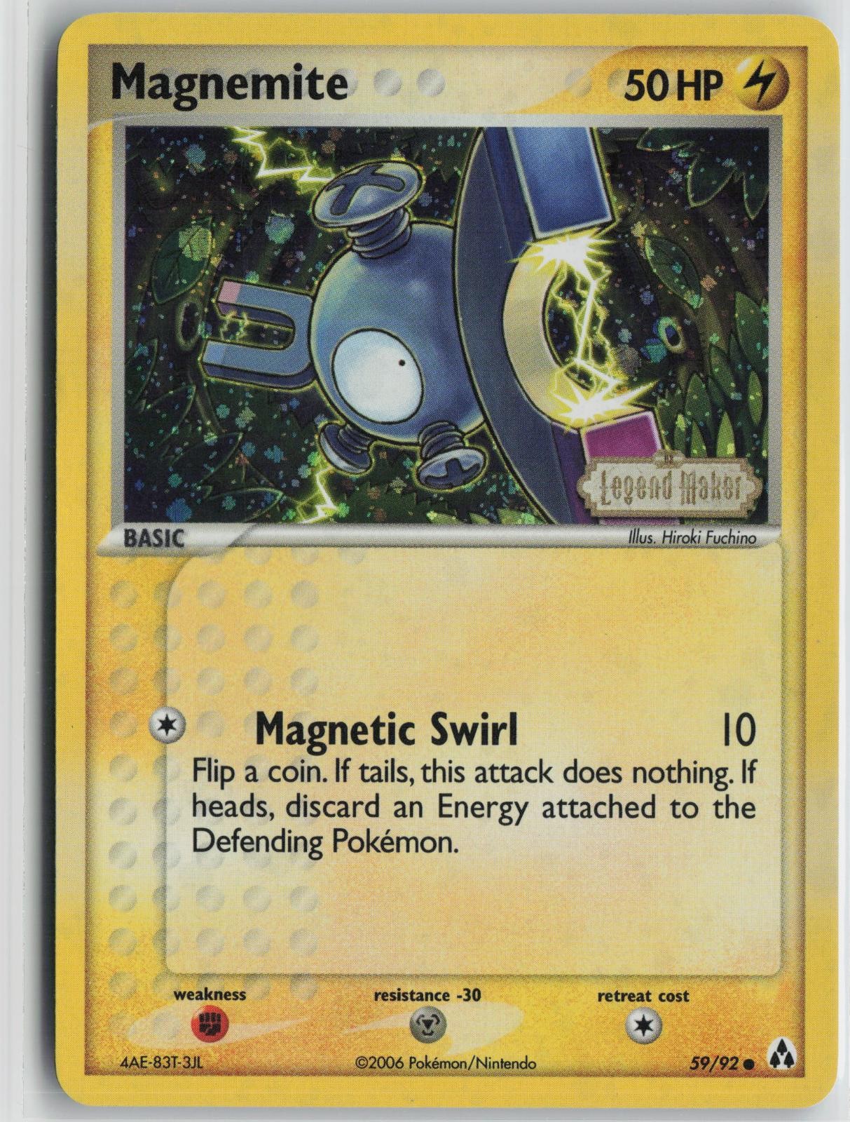 Magnemite 59/92 Common Legend Maker Pokemon Reverse Holo Lightly Played