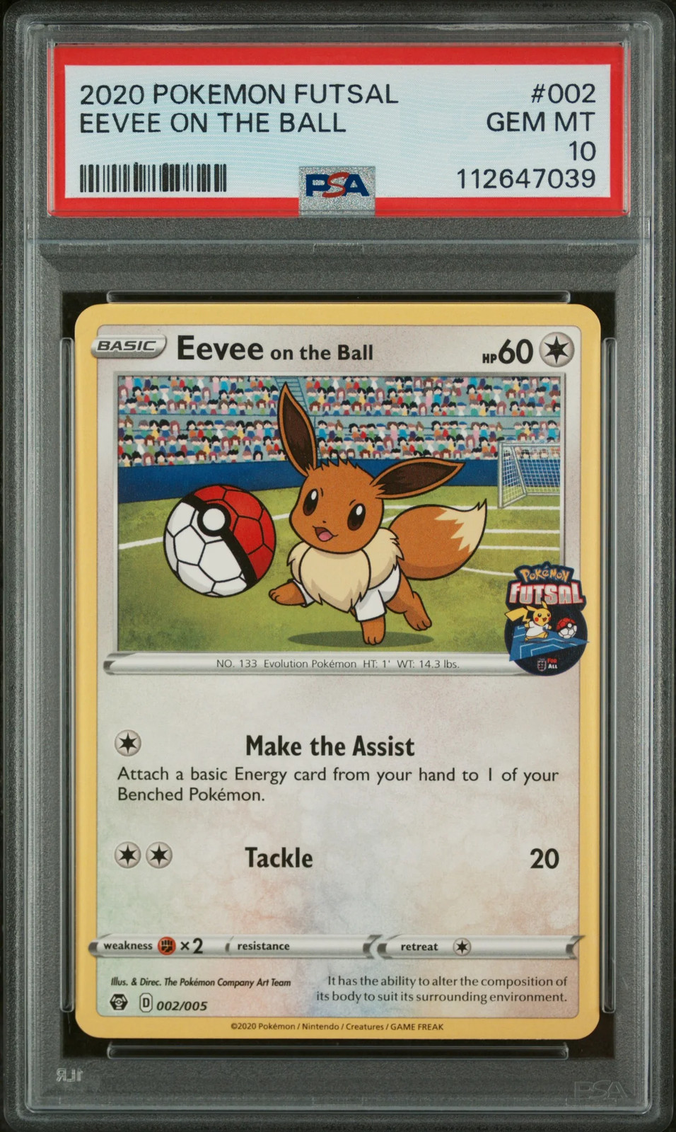 2020 Pokemon Futsal Eevee On The Ball #002 PSA 10 GEM MINT 2020 Pokemon Futsal Eevee On The Ball #002 PSA 10 GEM MINT