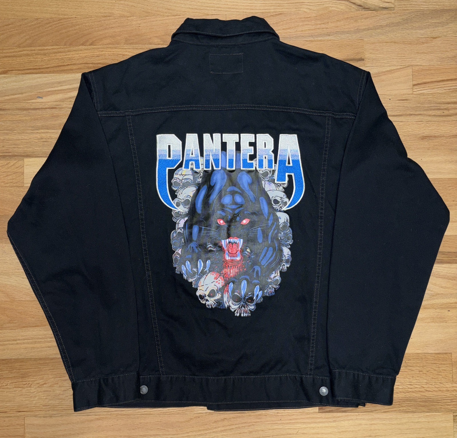 Pantera Vintage 2003 Dragonfly Black Denim Jean Jacket Mens XL,Biker Truck Coat 