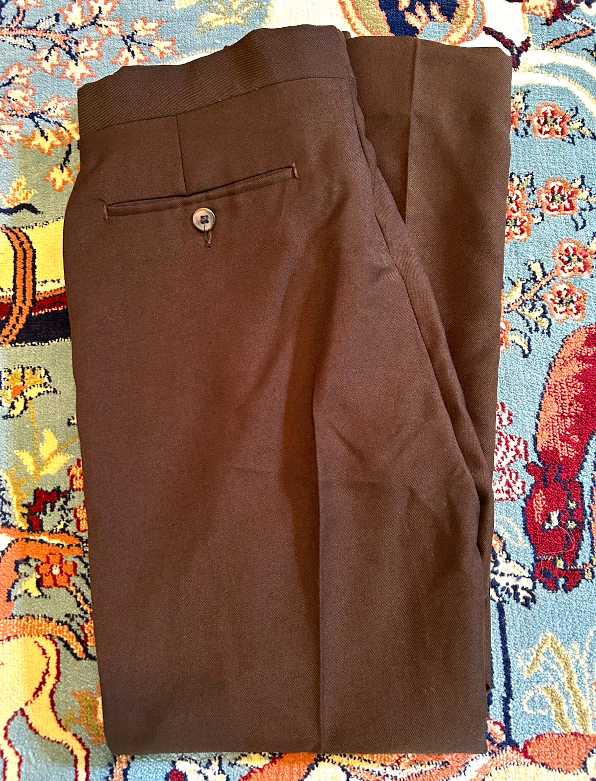 70s True Vintage Men\'s Brown Pleated Cotton Twill Dress Pants 31 Classic Fit 70s True Vintage Men\'s Brown Pleated Cotton Twill Dress Pants 31 Classic Fit