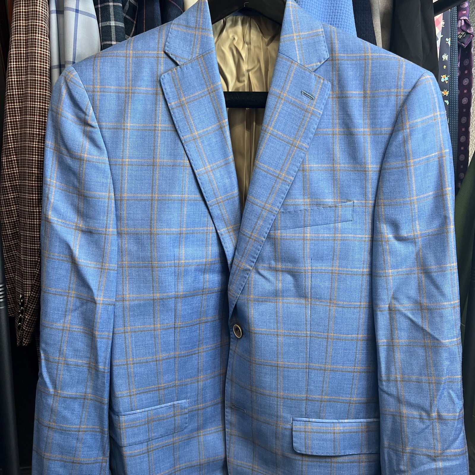 Tailored by STITCHED LV XXXX Collection - Sportcoat - Blue, Tan Plaid 40R 