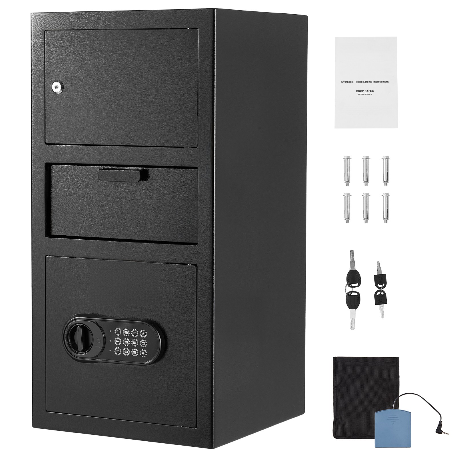 Uimoso 3.6 Cubic Feet Secure Drop Box with Large Capacity and 3 Tiers, Black