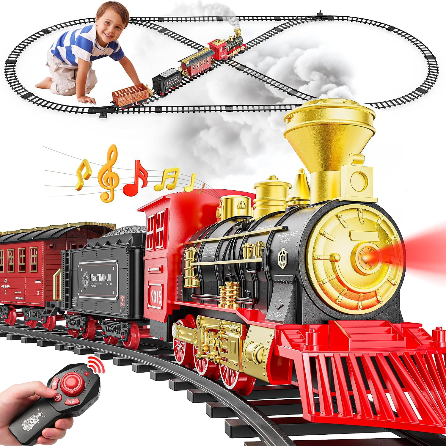 Train Set with Remote Control, Luxury Tracks, Smoke, Lights & Sound