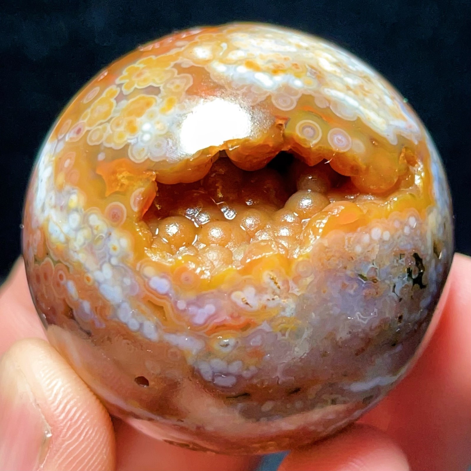 Rare 125G Natural Beautiful Ocean Jasper Sphere Healing Agate Madagascar L7982