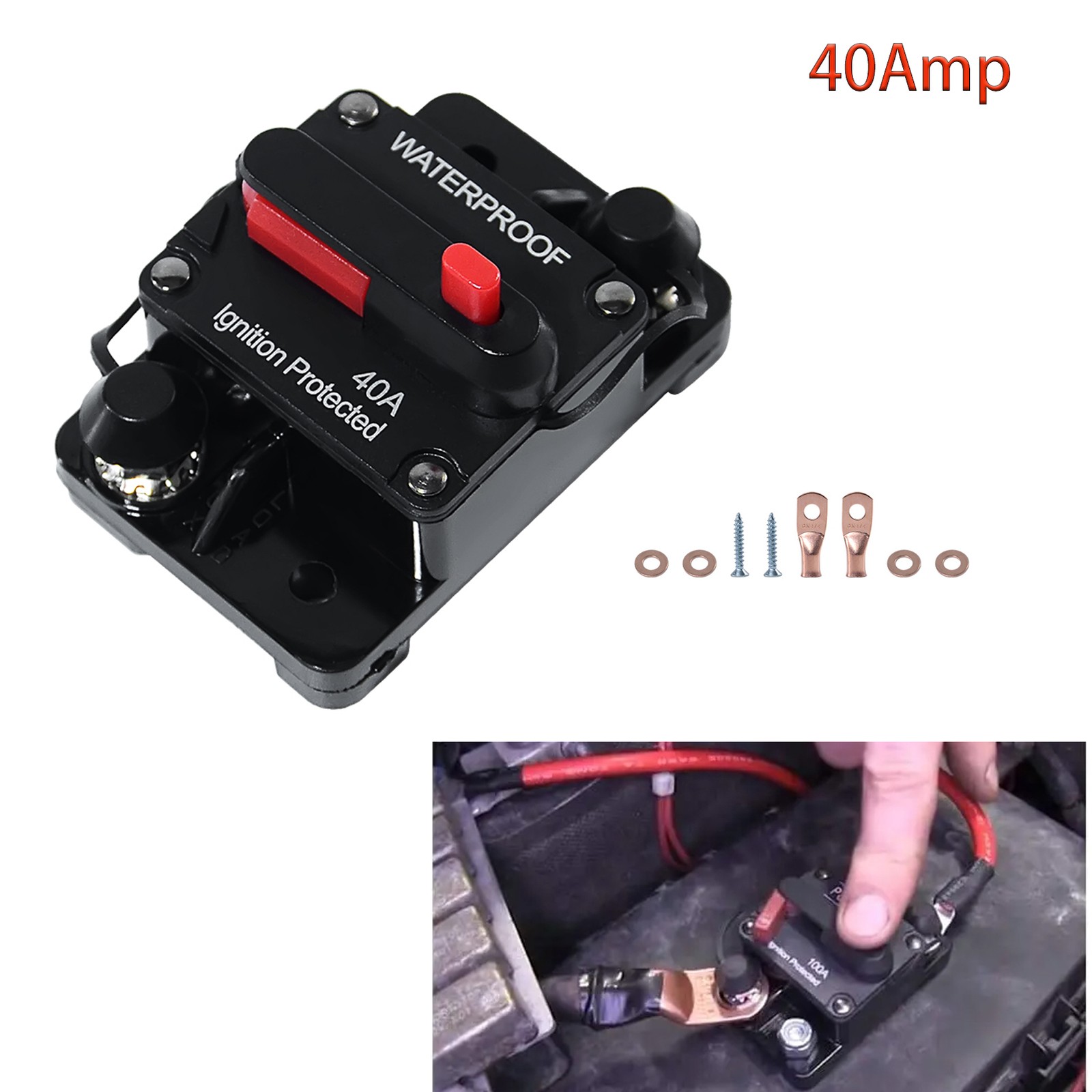 40Amp Circuit Breaker Audio Fuse 12V-48V DC Car Boat Manual Reset Switch