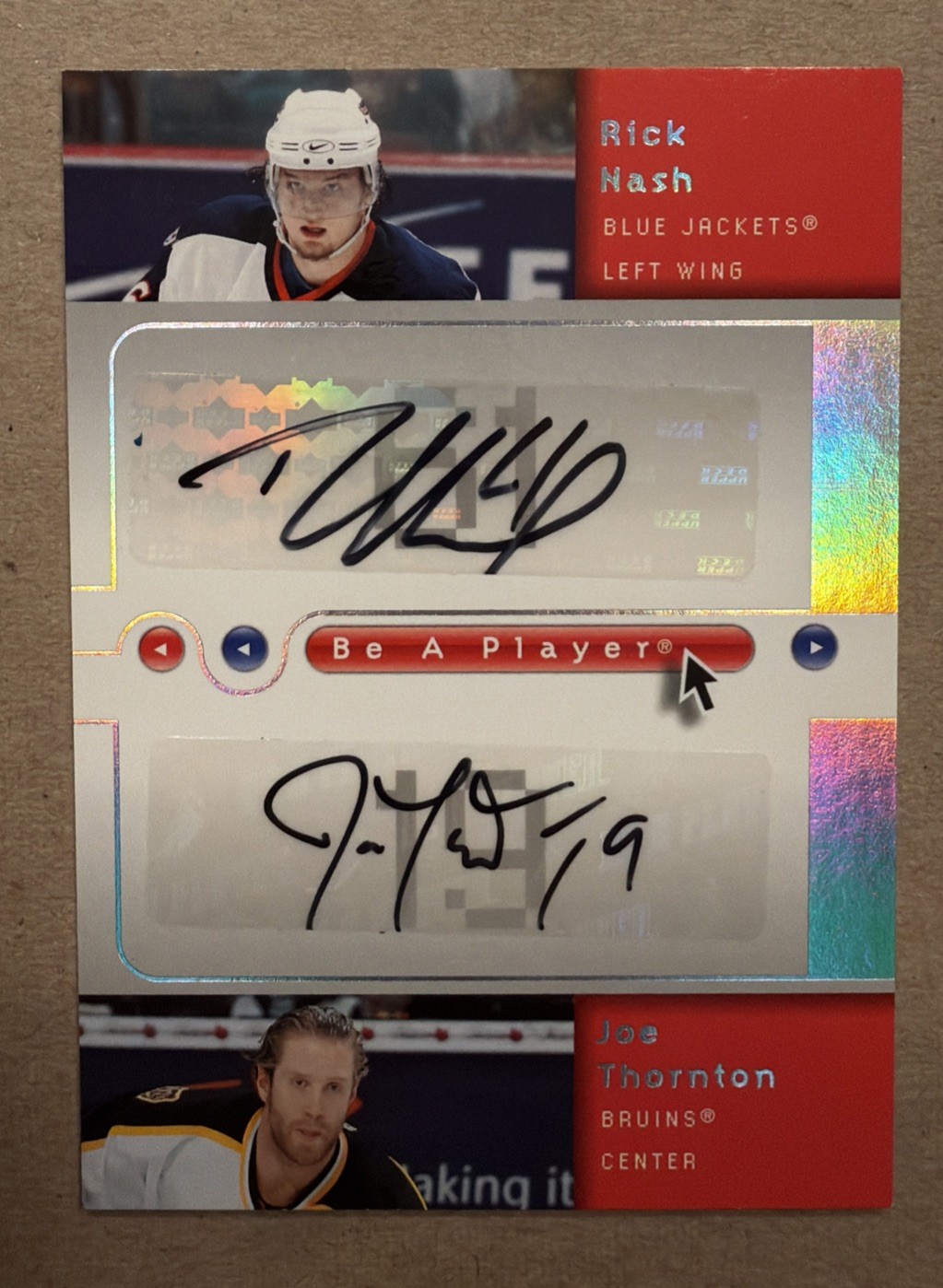 2005-06 Be a Player Signatures Duals Rick Nash Joe Thornton Auto SP #D-NT HOF