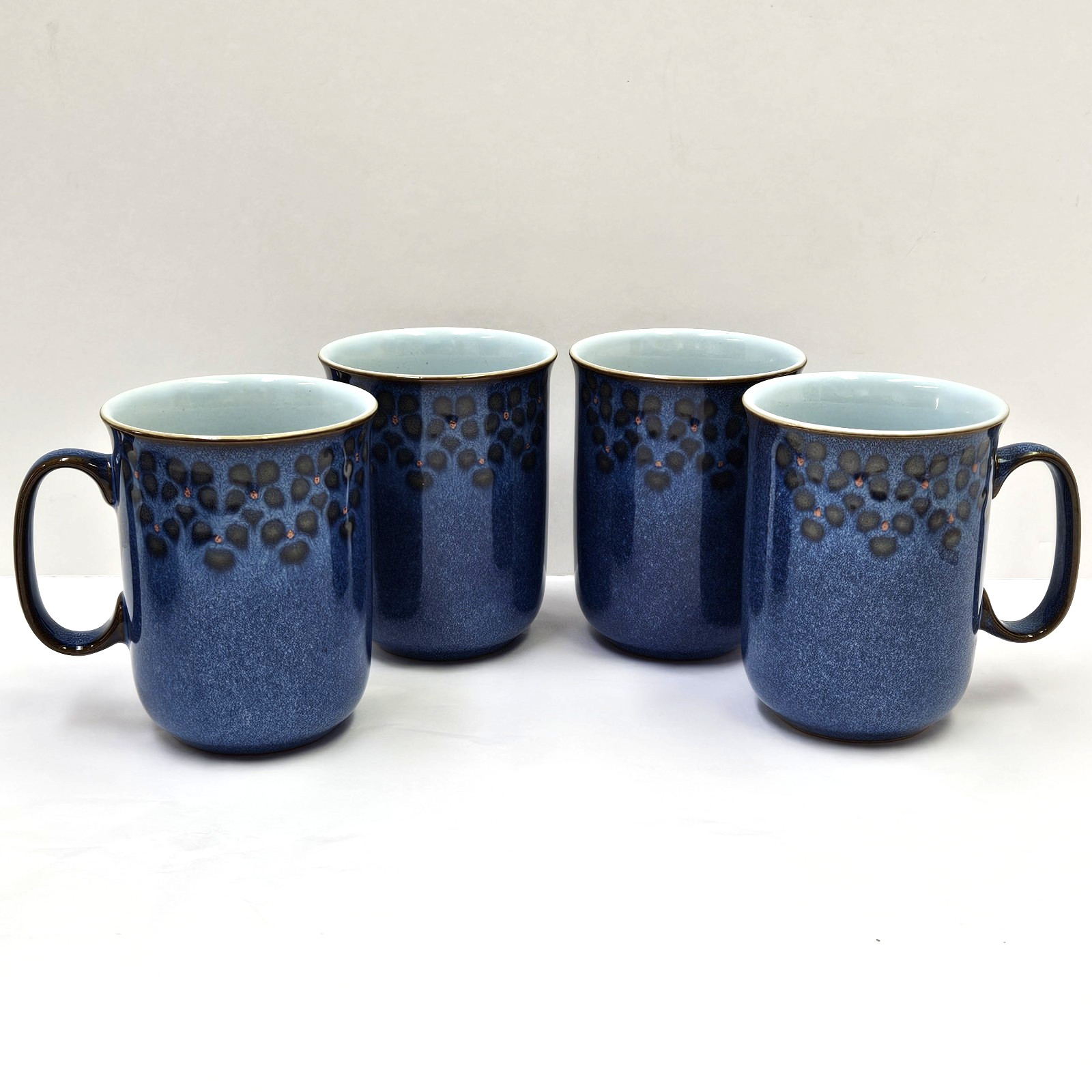 Set of 4 Denby Midnight Blue Coffee Mugs Cups Stoneware England