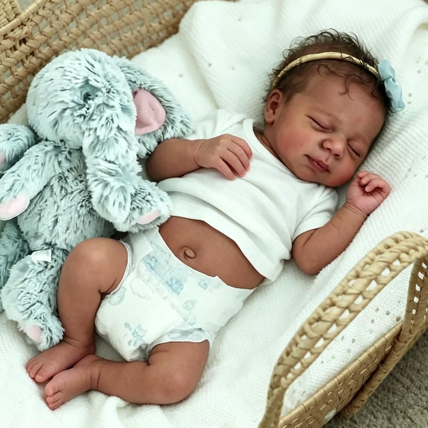 Anano Black Reborn Baby Doll Silicone 18 Inch Biracial Girl Anano Black Reborn Baby Doll Silicone 18 Inch Biracial Girl
