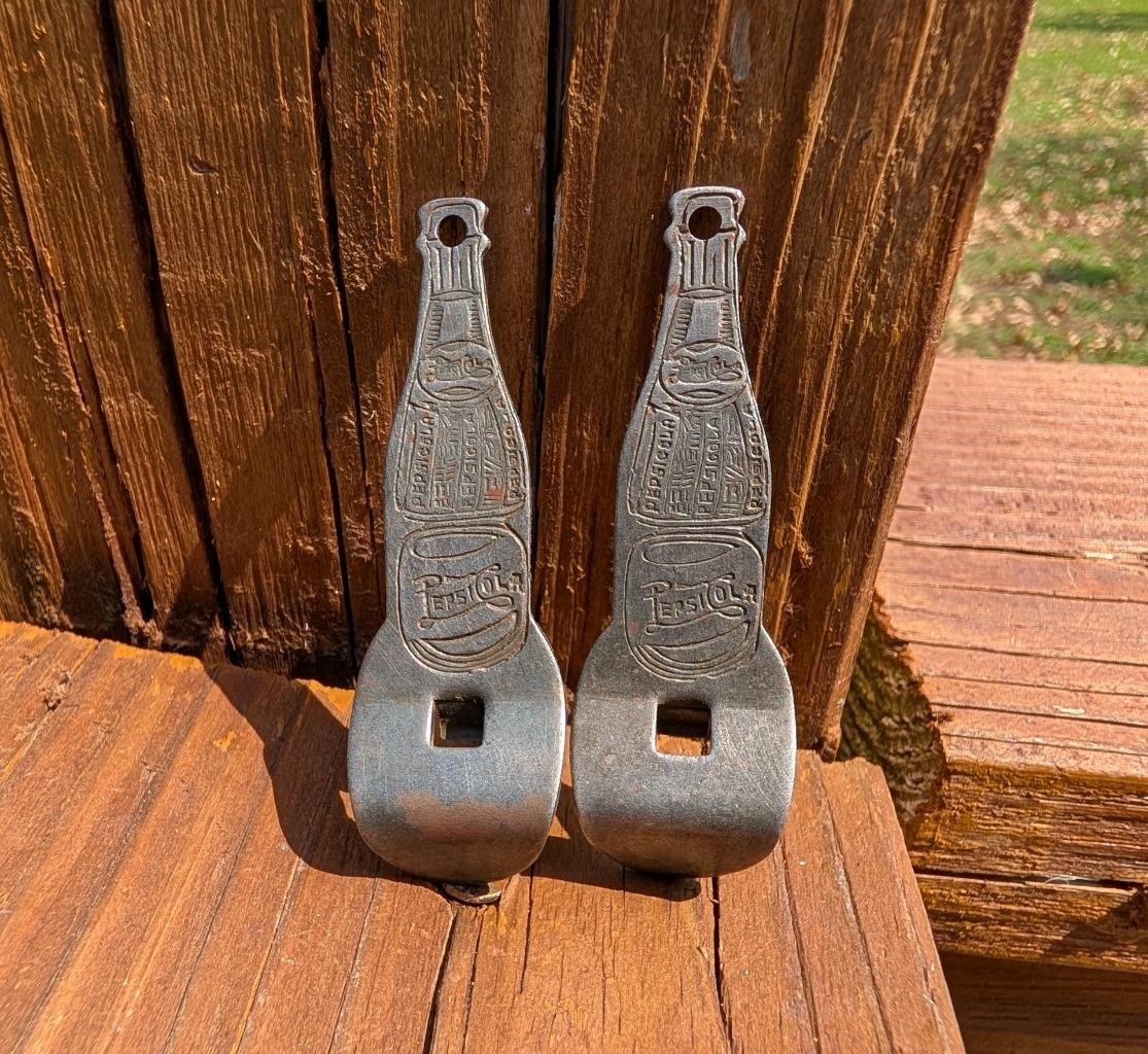 2 METAL PEPSI COLA BOTTLE OPENERS AMERICA'S BIGGEST VALUE SODA POP