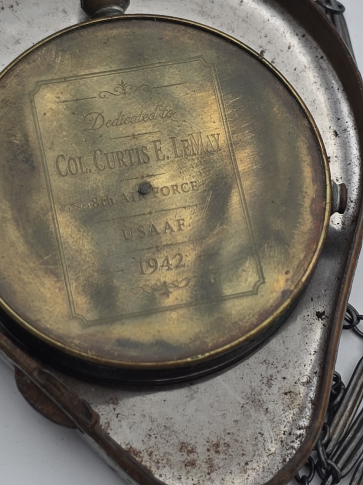 Col. Curtis E. LeMay 8th air force USAAF commander 1942  brass compass in case