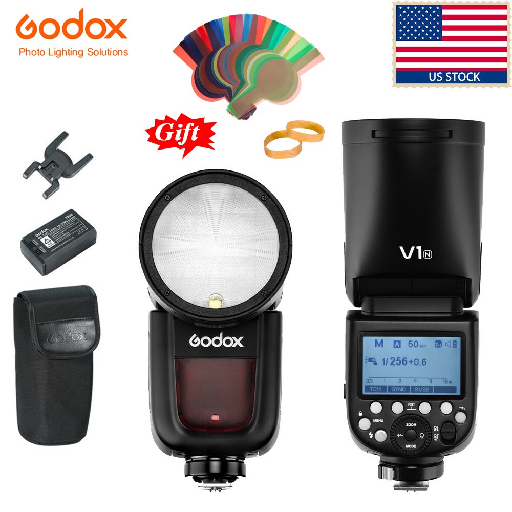 US Godox V1-N 2.4G TTL HSS Round Head Camera Flash Speedlite Fr Nikon D5300 D750