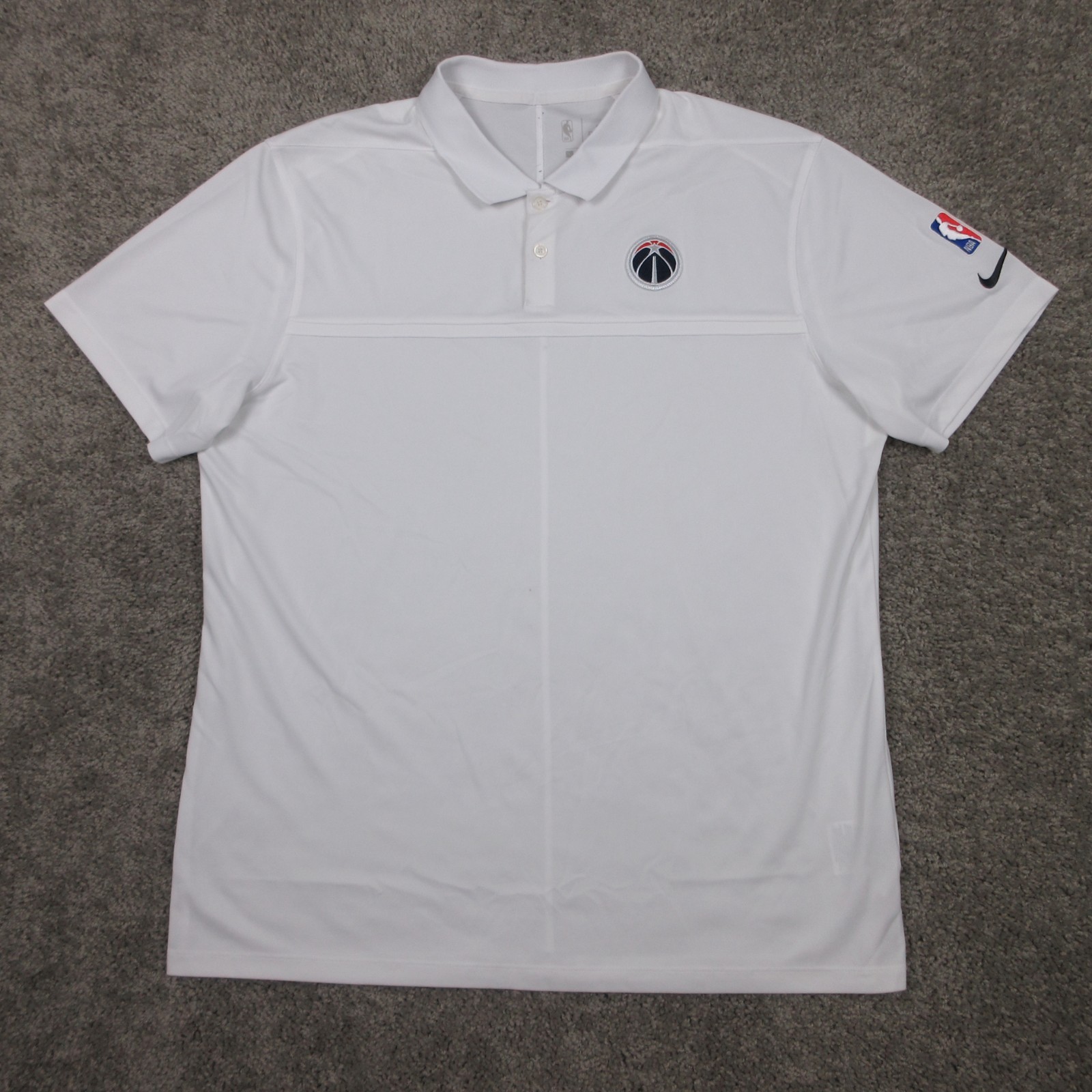 Washington Wizards Polo Shirt Mens Large White Nike Drifit Performance Golf Logo