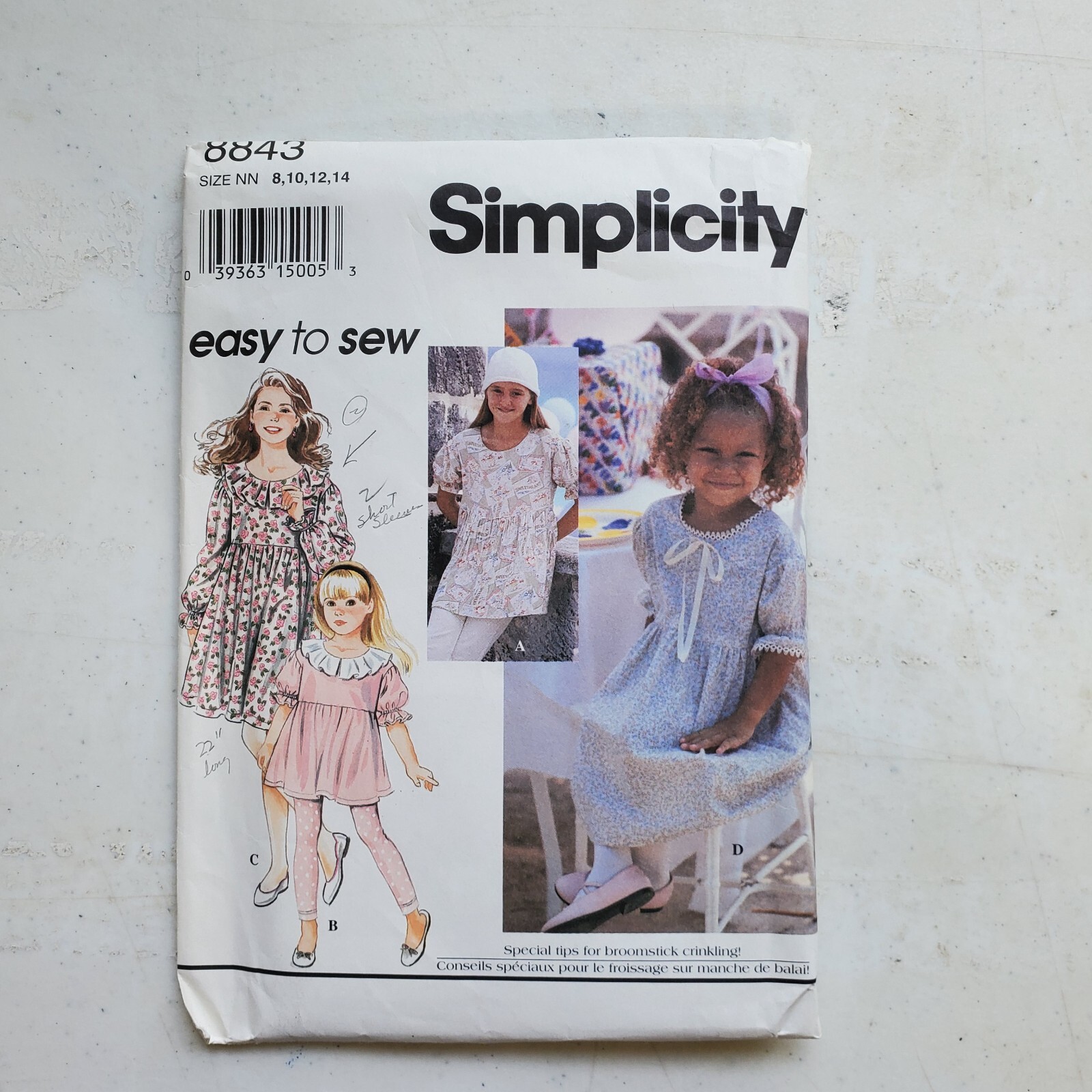 Vtg Simplicty Girls Dress Tunic Leggings Ruffle Child 8-14Pattern 8843 UNCUT \'94