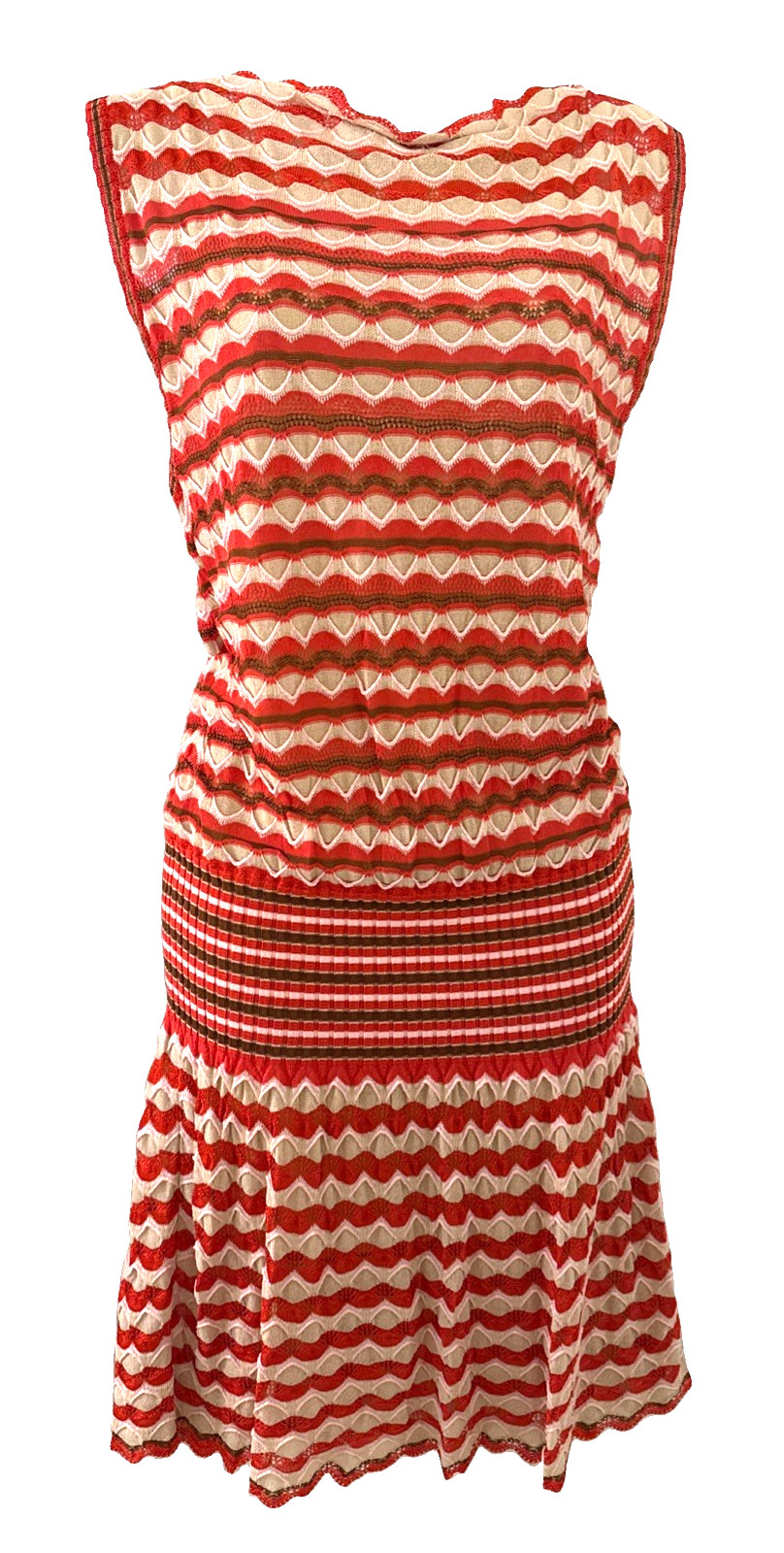 M Missoni Multicolor Fish Scale Patterned Knit Sleeveless Dress 10