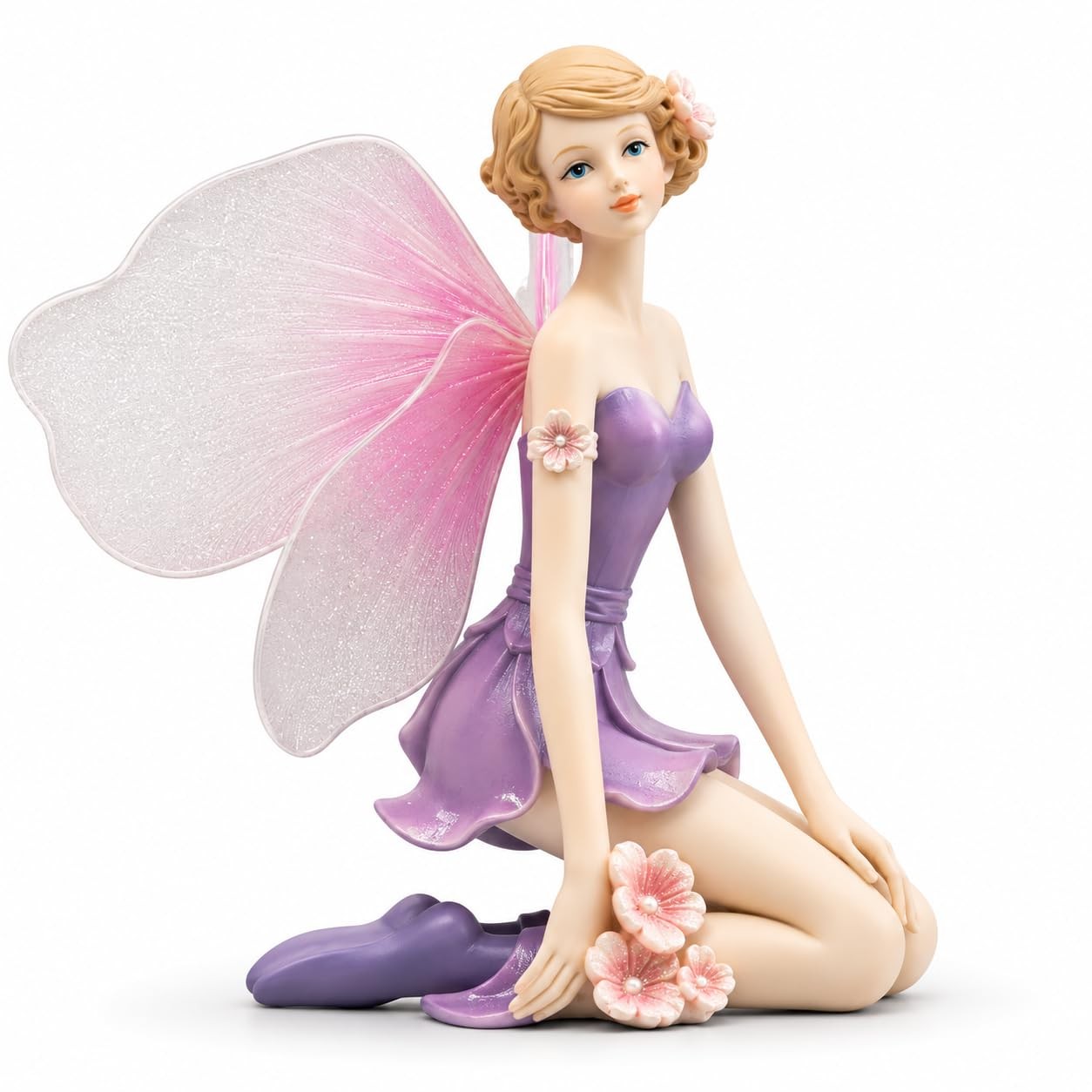 Comfy Hour Flower Fairy in Pastel Violet Dress Figurine, Collectible for Home Comfy Hour Flower Fairy in Pastel Violet Dress Figurine, Collectible for Home