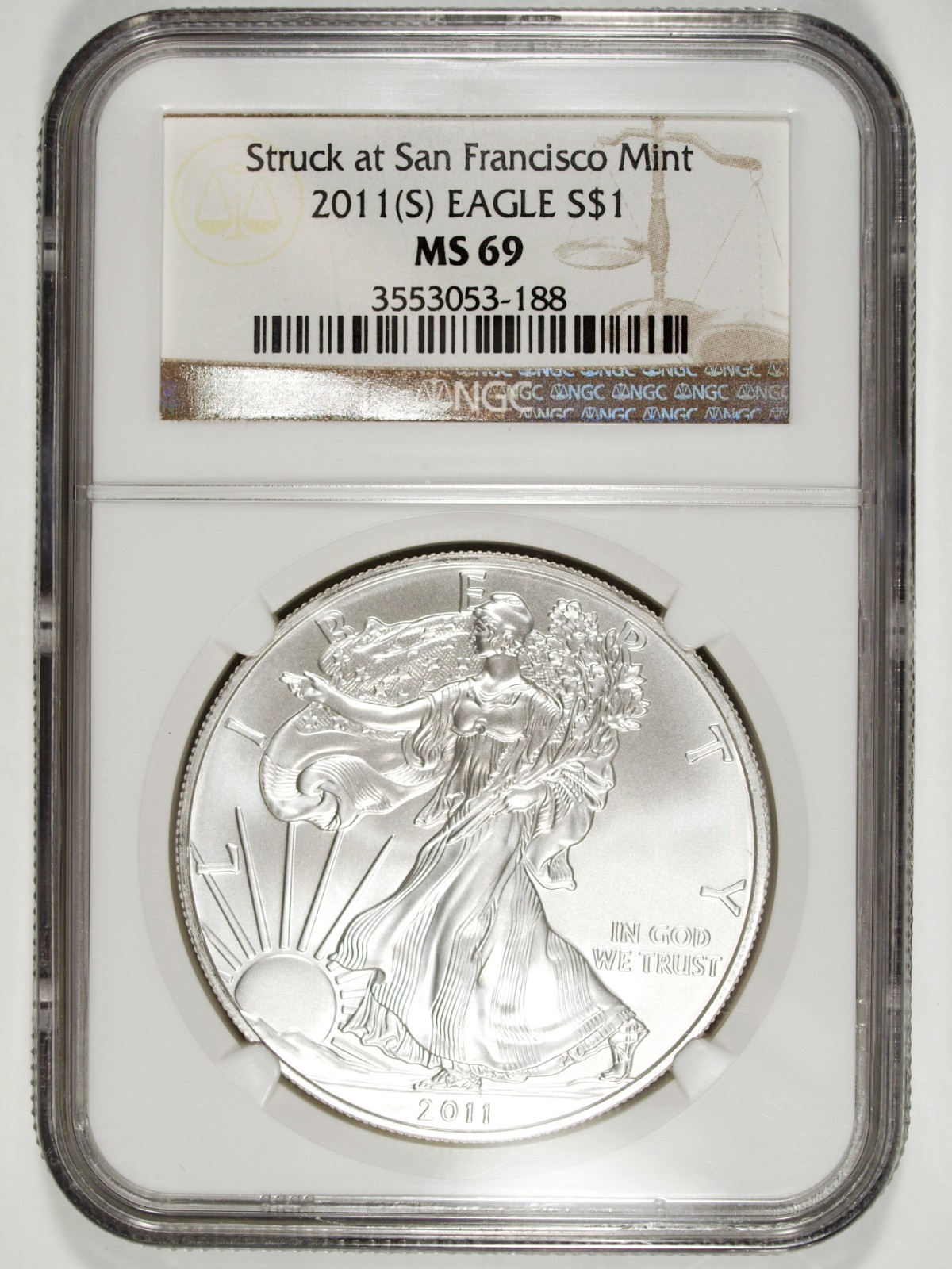 2011 (S) NGC MS 69 American Silver Eagle Struck at the San Francisco Mint 188