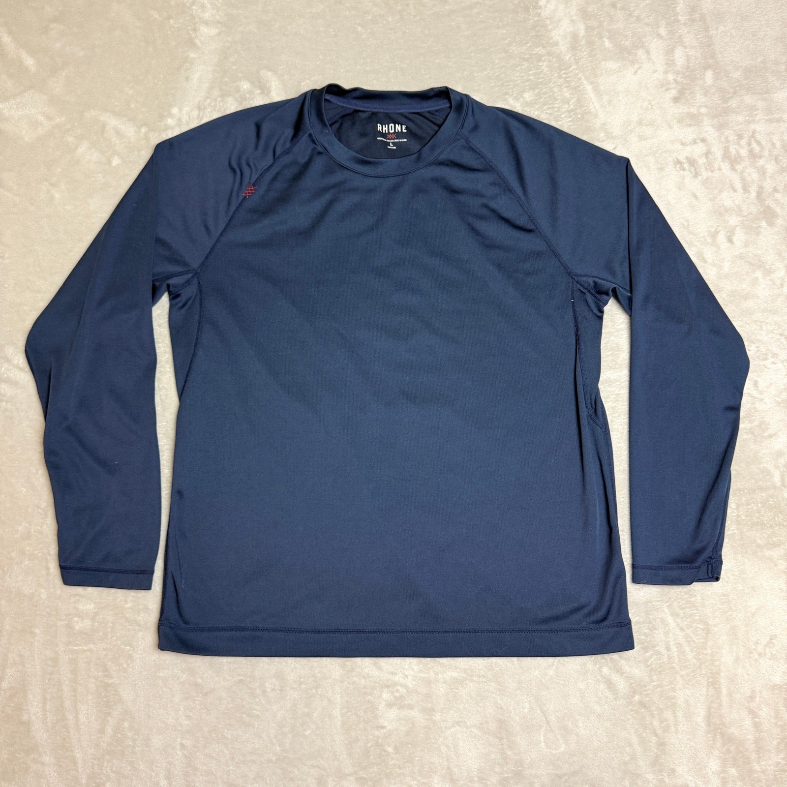 Rhone Reign Long Sleeve Performance Shirt Mens L Navy Blue Activewear Outdoors