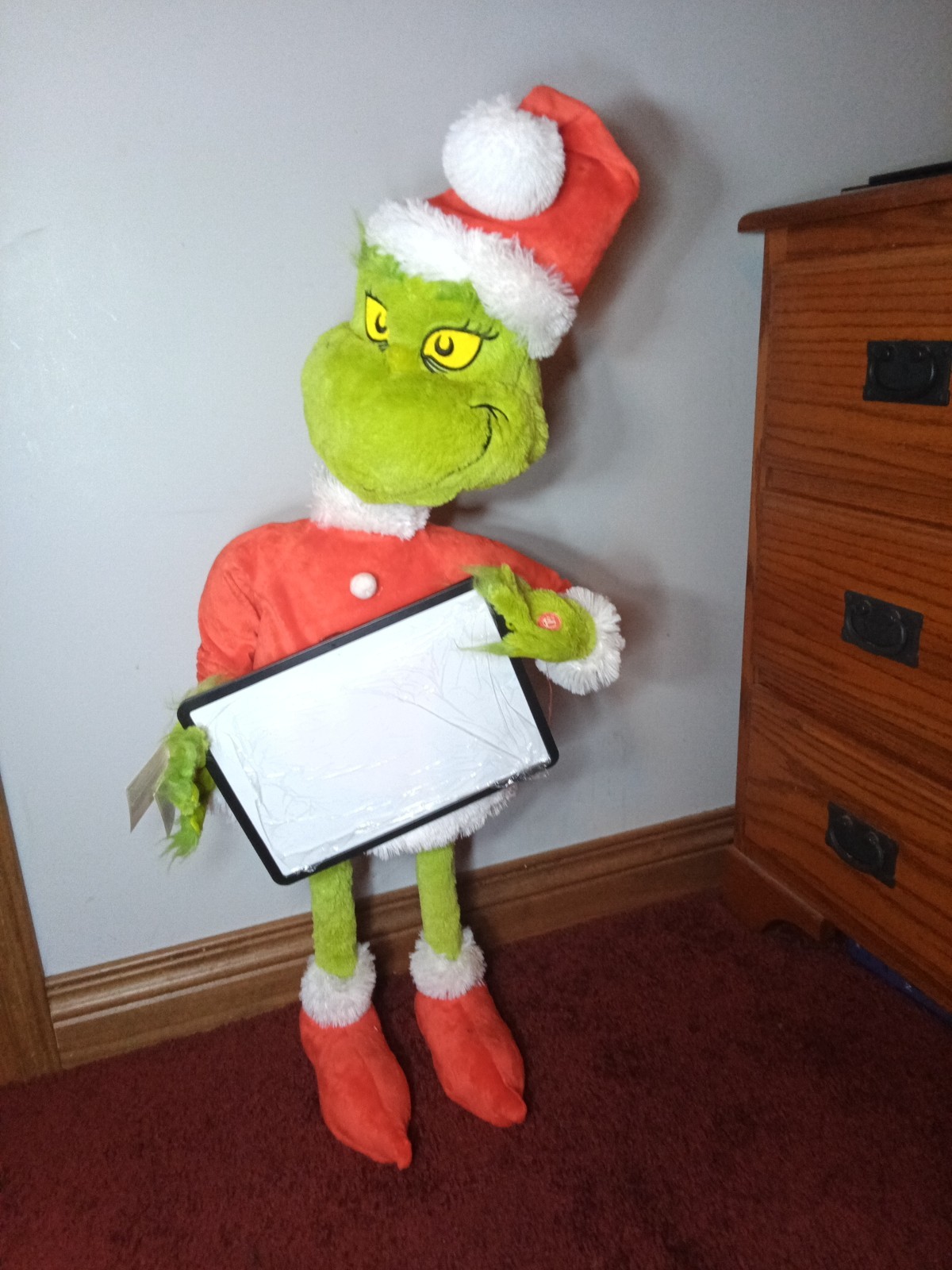 Gemmy animated Grinch holiday figure 3ft tall Christmas With New With Video Rare