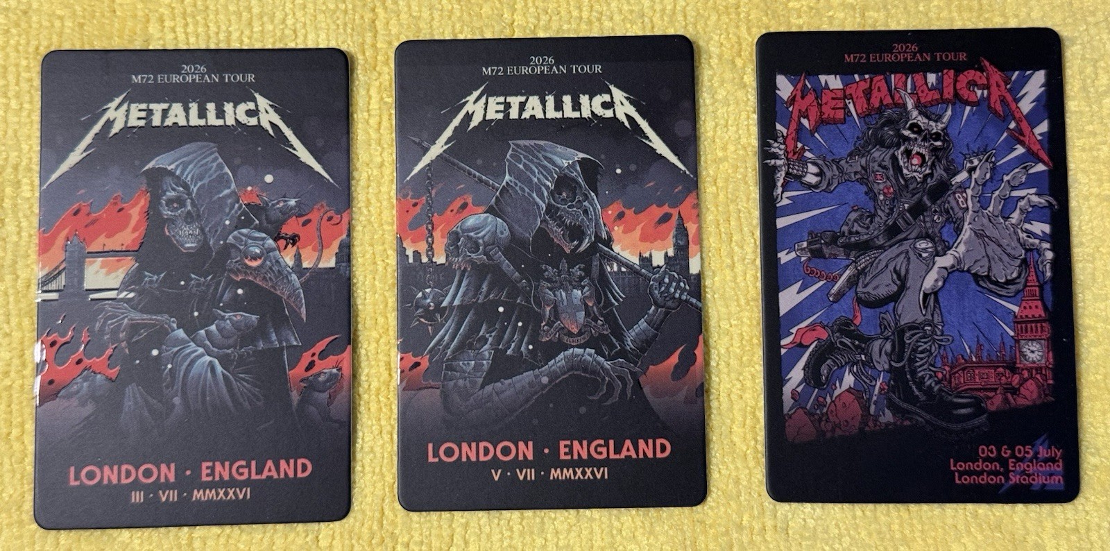 Metallica M72 Tour London, England Night 1 and 2 and Pop-Up Fan Card