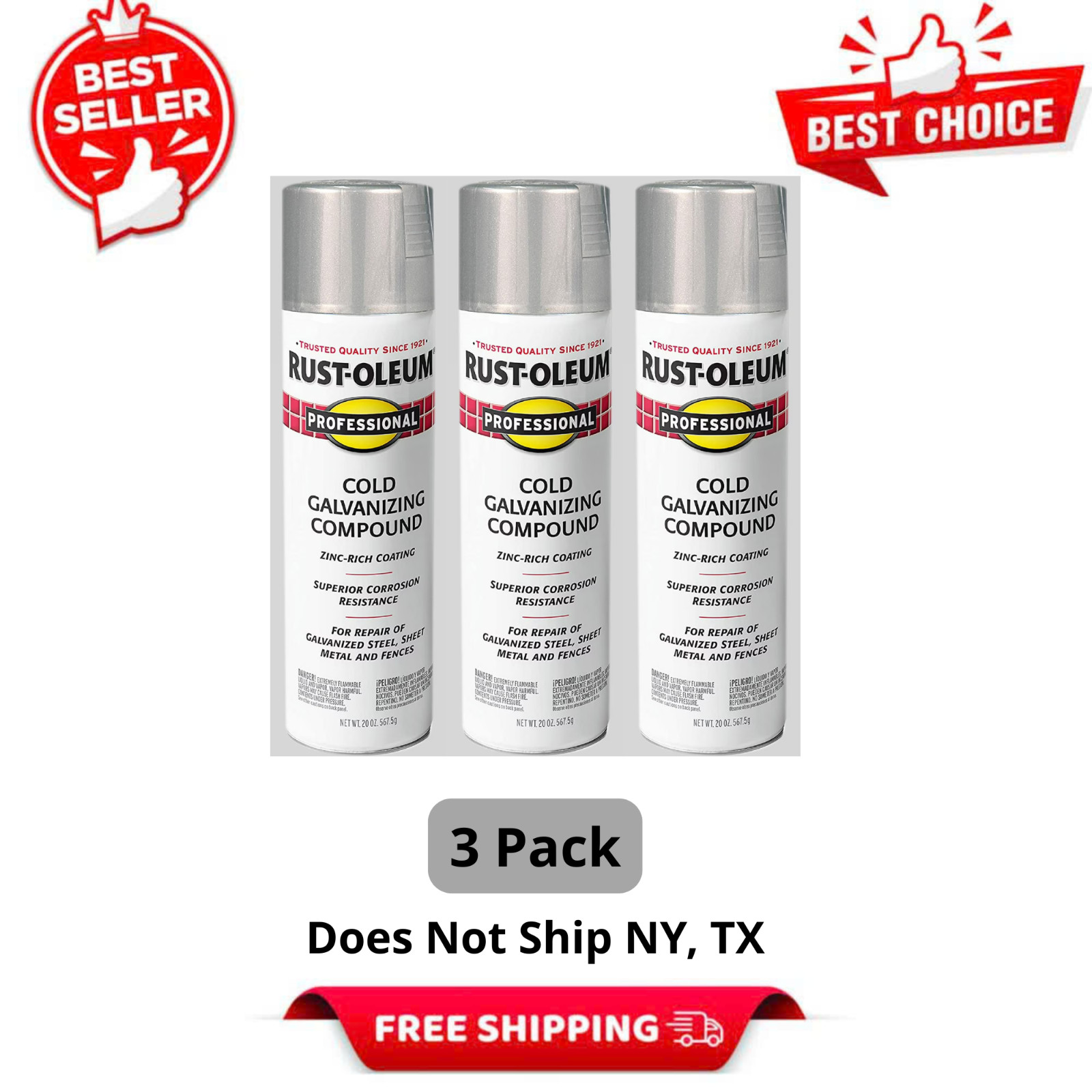 3 Pack Rust-Oleum Professional Galvanizing Compound Spray 20 Oz, Cold Gray 3 Pack Rust-Oleum Professional Galvanizing Compound Spray 20 Oz, Cold Gray