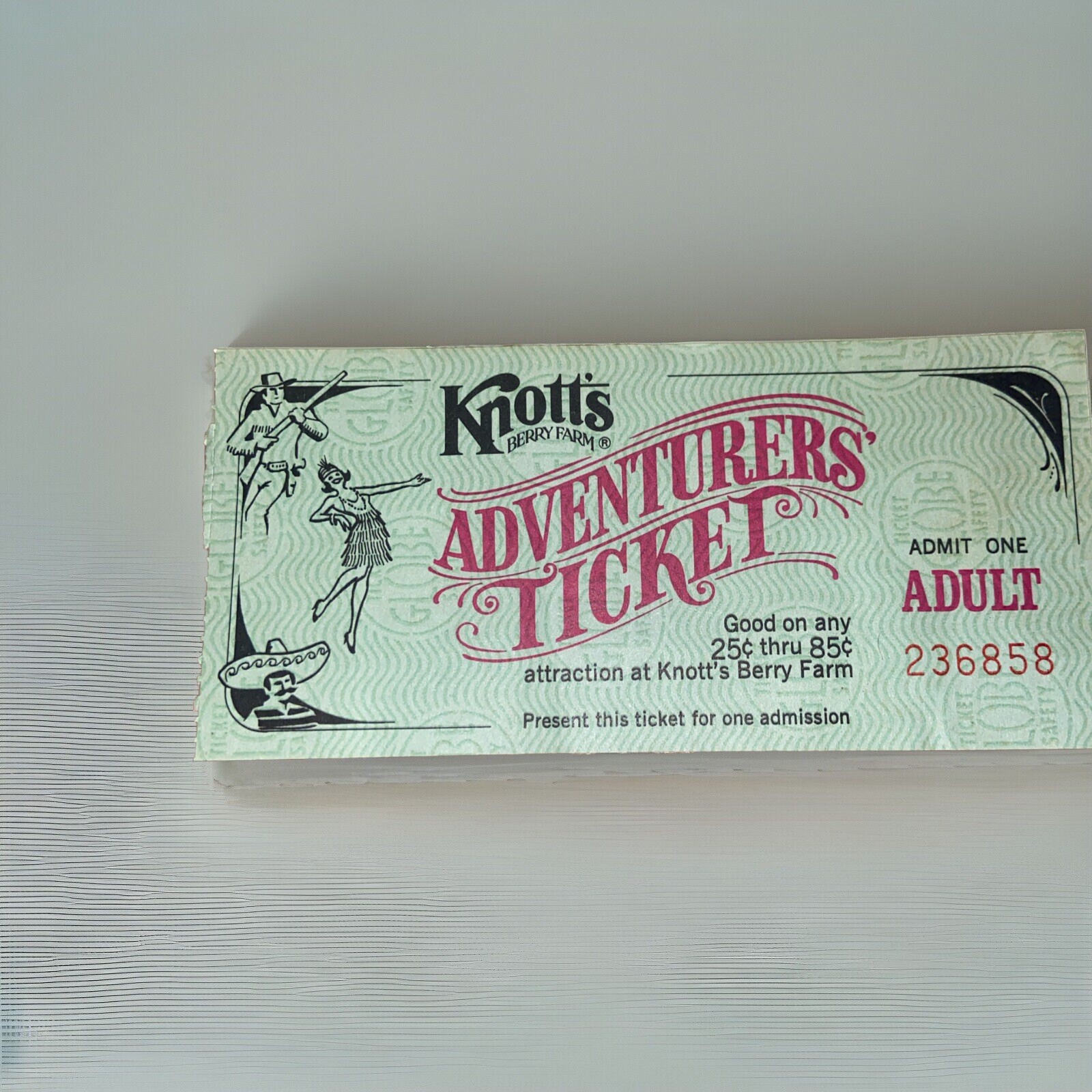 Vintage Knott\'s Berry Farms Knott\'s Adventures Ticket