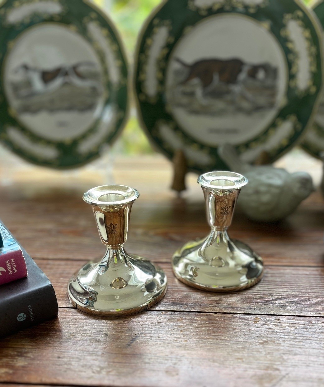 Pair of Vintage BW Silver Tone Candle Holders
