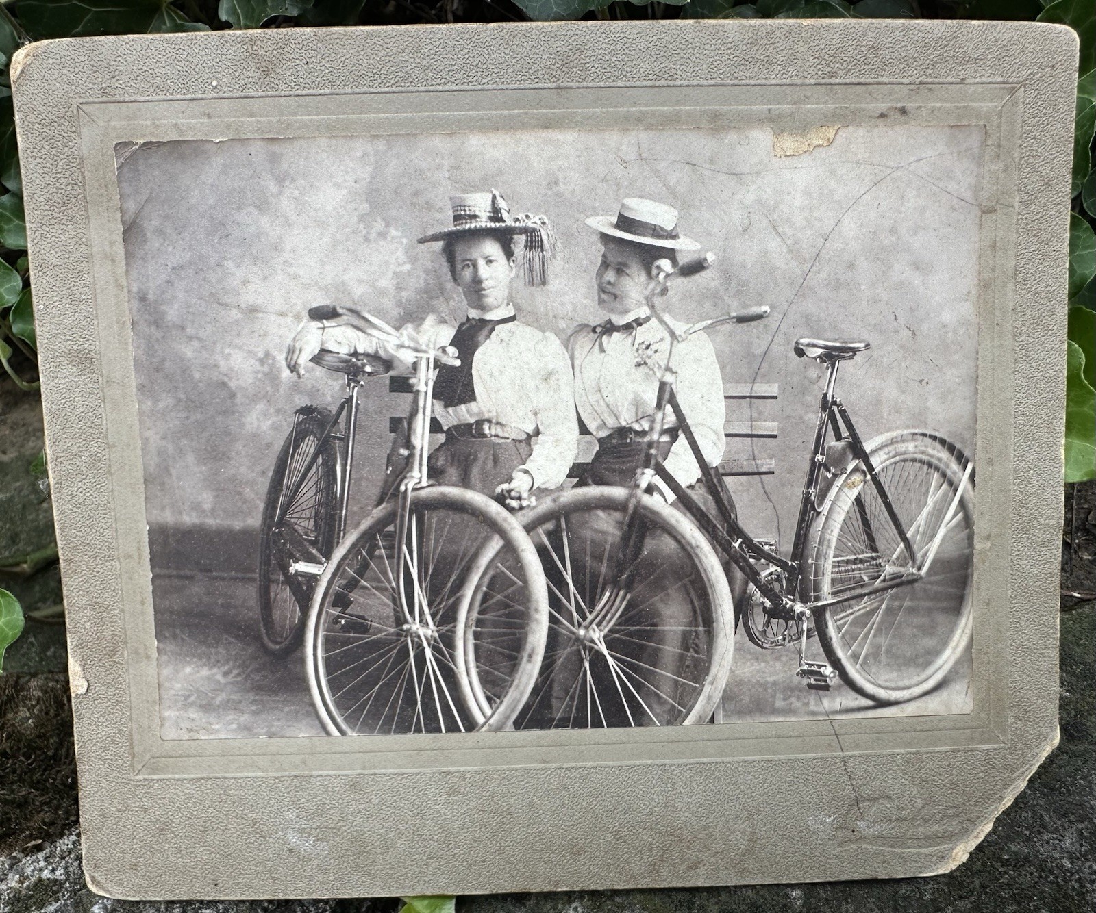 Victorian Cabinet Card Photo Ladies Women With Bicycles