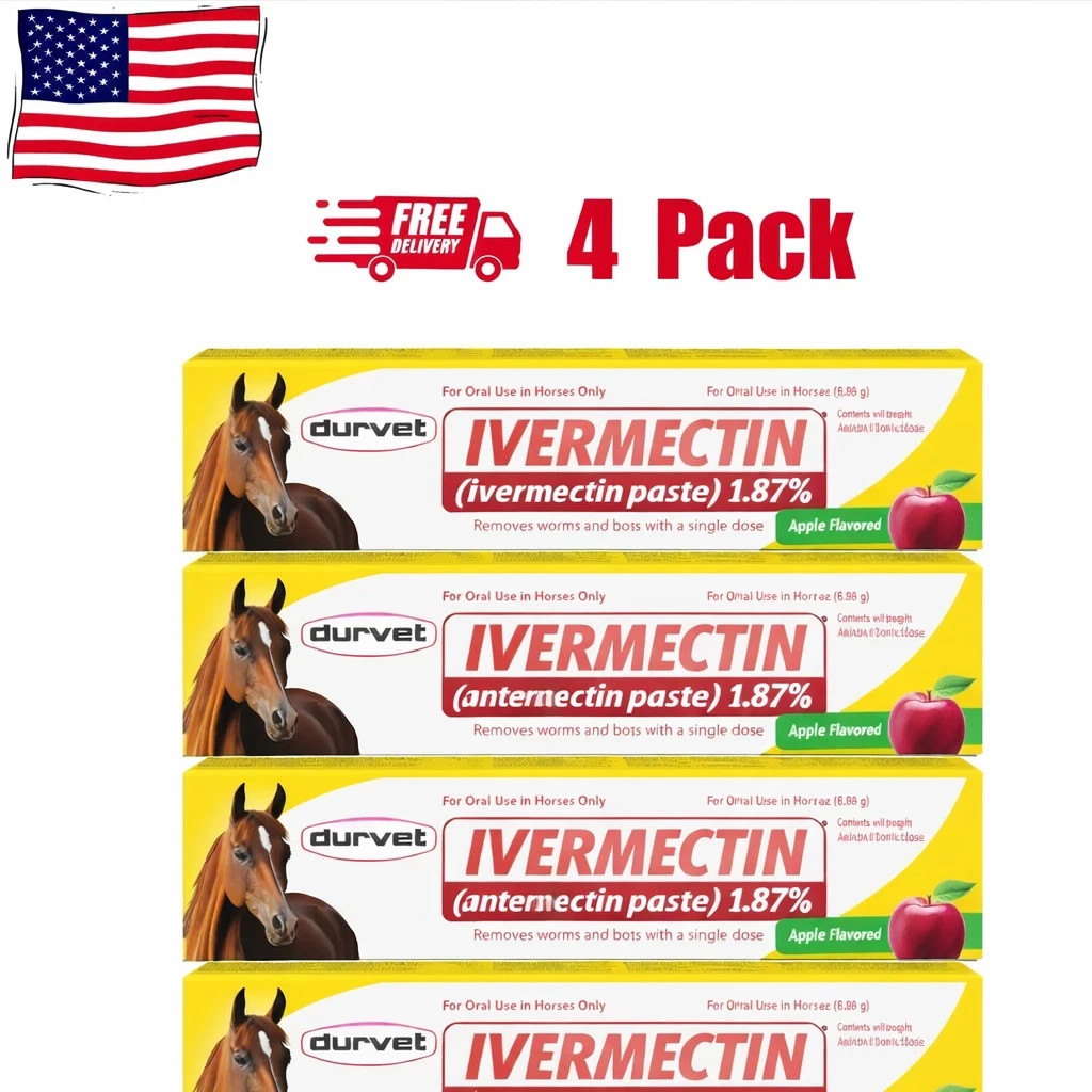 4 Pack New Paste Horse Dewormer Apple Flavor Exp 10/27 USA 4 Pack New Paste Horse Dewormer Apple Flavor Exp 10/27 USA