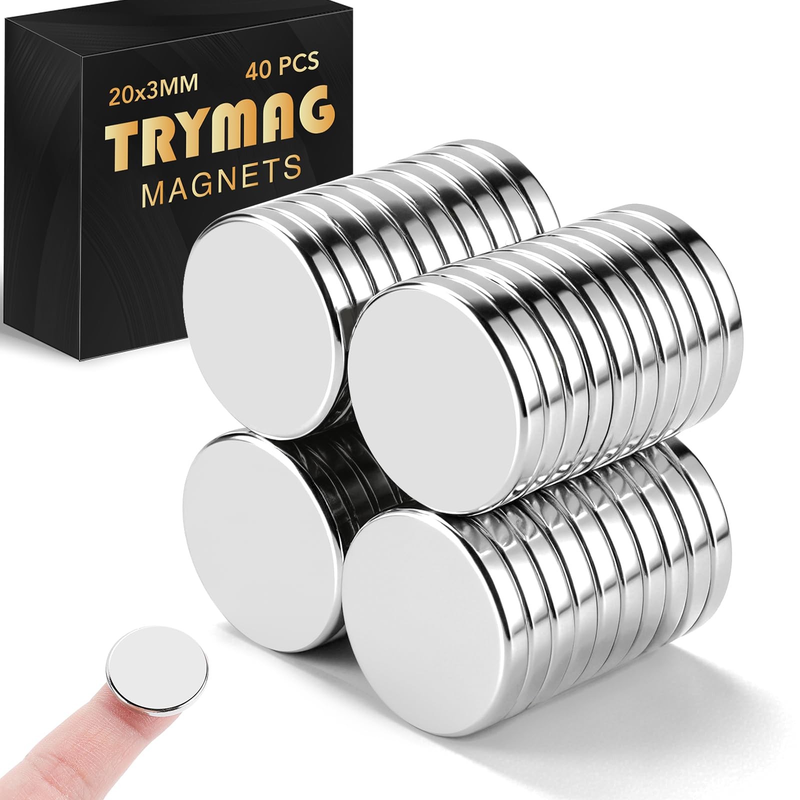 Trymag 20x3mm Small Neodymium Magnets 40 Pcs Strong Rare Earth Magnets Round Trymag 20x3mm Small Neodymium Magnets 40 Pcs Strong Rare Earth Magnets Round