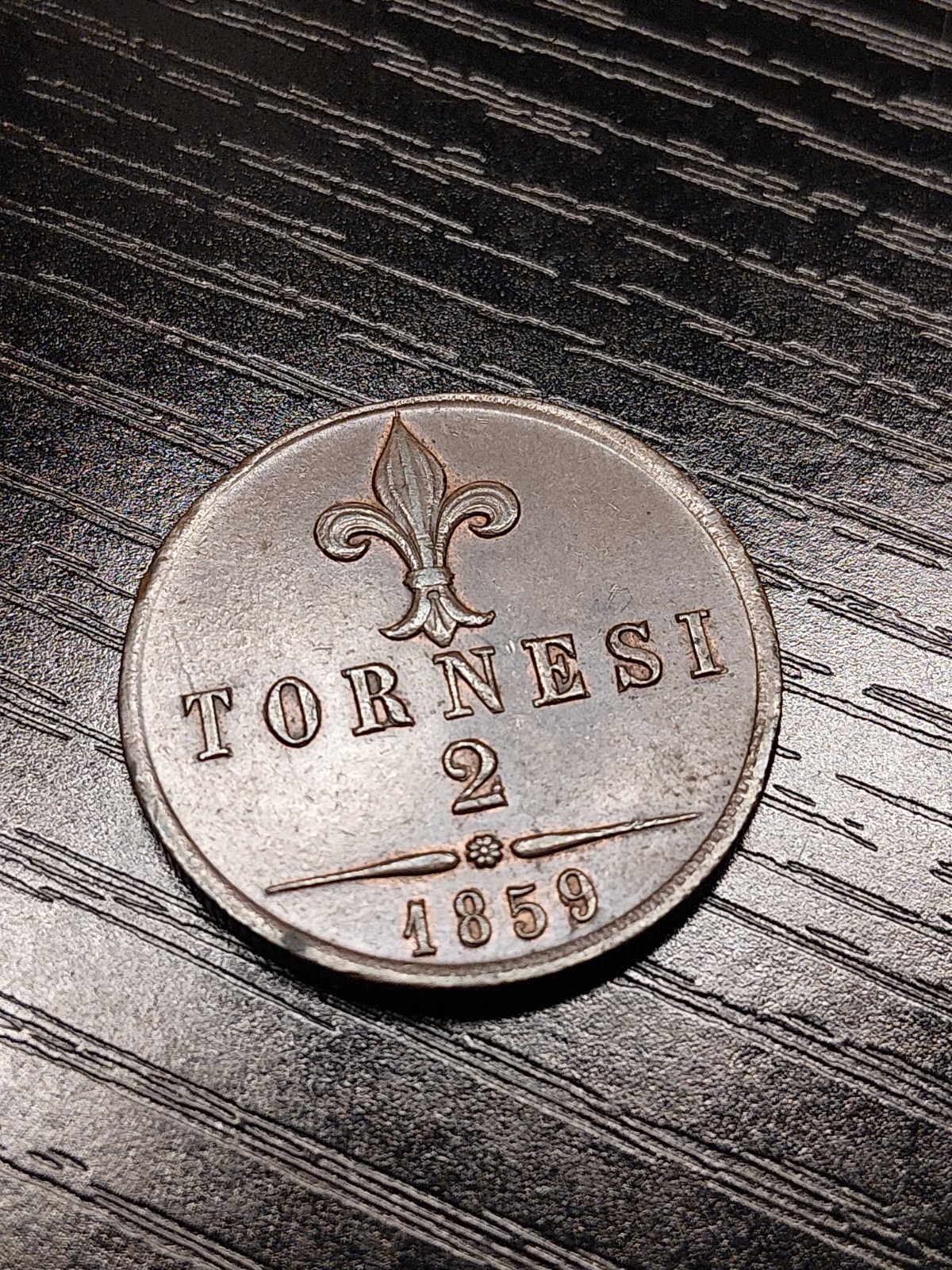 Italian States-Kingdom Of Two Sicilies 2 Tornesi 1859 King Francis II AU-XF Italian States-Kingdom Of Two Sicilies 2 Tornesi 1859 King Francis II AU-XF