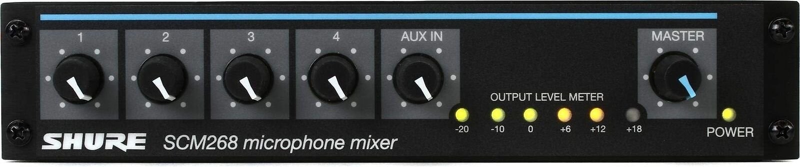 Shure SCM268 4-Channel Microphone Mixer (12V Phantom Power) with 6 Transforme...