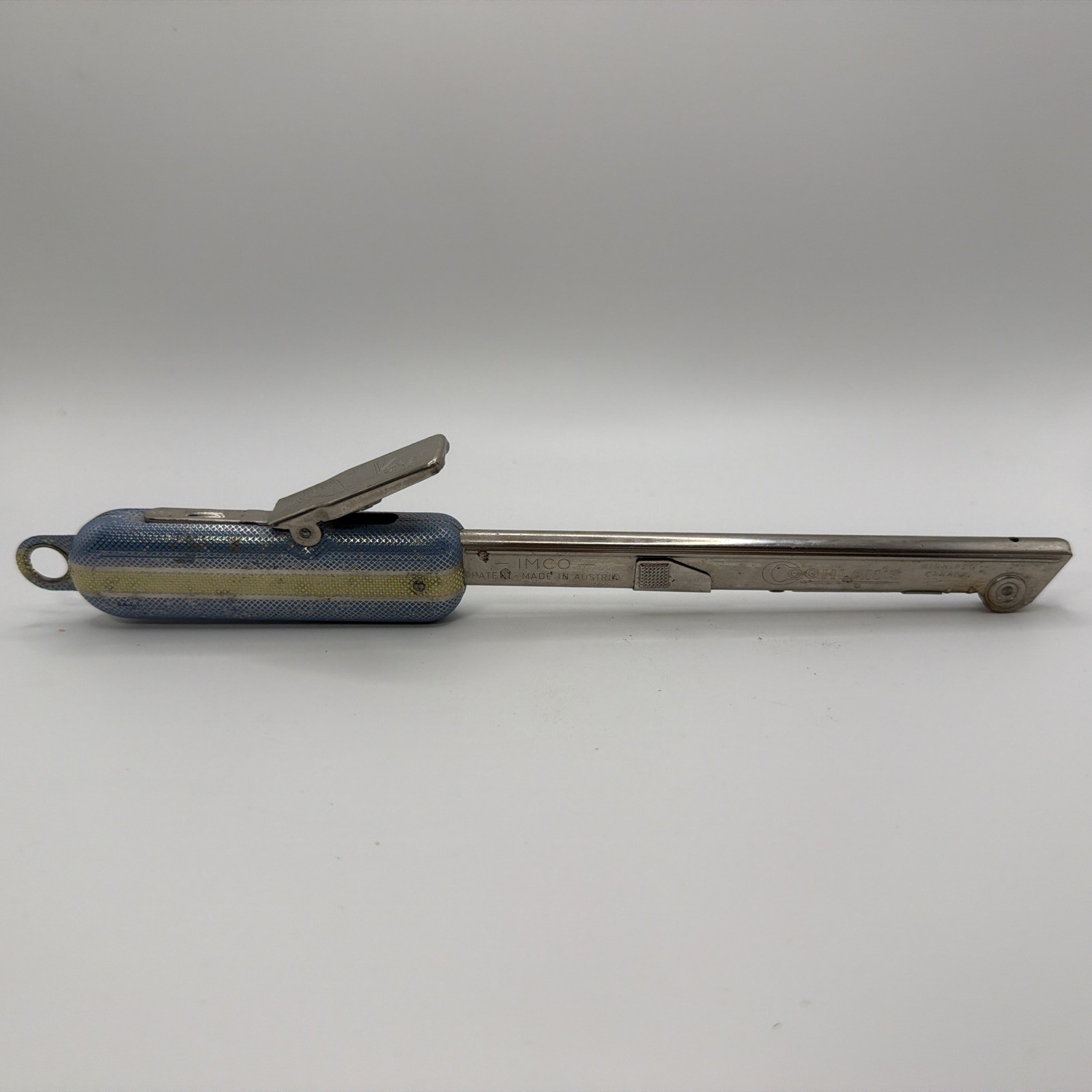 Vintage IMCO Flint Striker Sparker Stove Lighter Austria Blue Metal