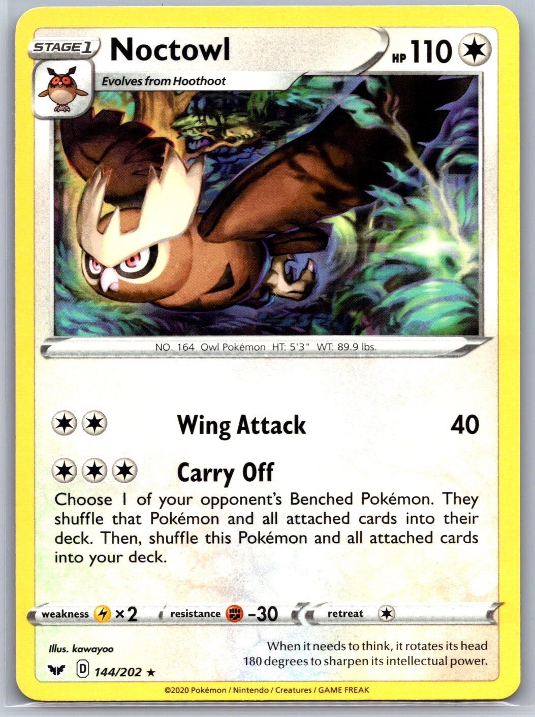 Noctowl 144/202 Rare Sword & Shield Pokemon Near Mint Noctowl 144/202 Rare Sword & Shield Pokemon Near Mint