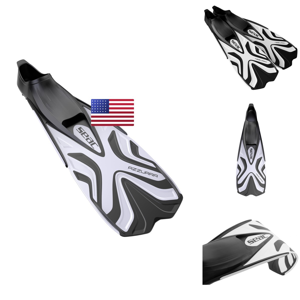 SEAC Azzurra Snorkeling Fins Closed Foot Soft Rubber White 3-4 SEAC Azzurra Snorkeling Fins Closed Foot Soft Rubber White 3-4