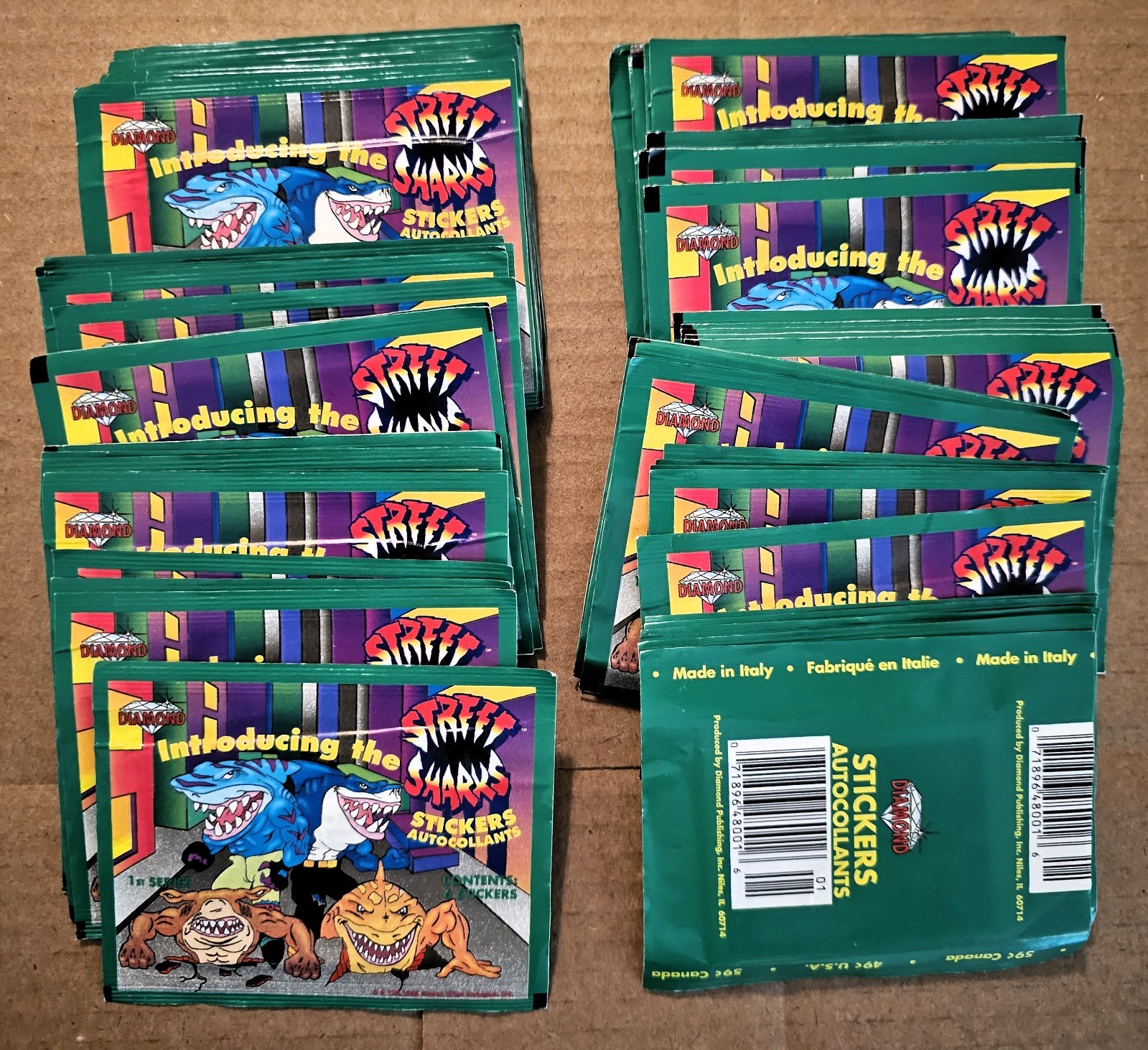(60) 1995 Diamond Mattel Street Sharks SEALED Sticker Card Pack RARE
