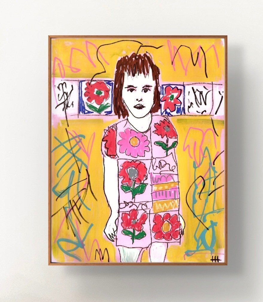 Original Neo Expressionist Portrait Acrylic 11x14 Canvas, Holly Hammond Original Neo Expressionist Portrait Acrylic 11x14 Canvas, Holly Hammond