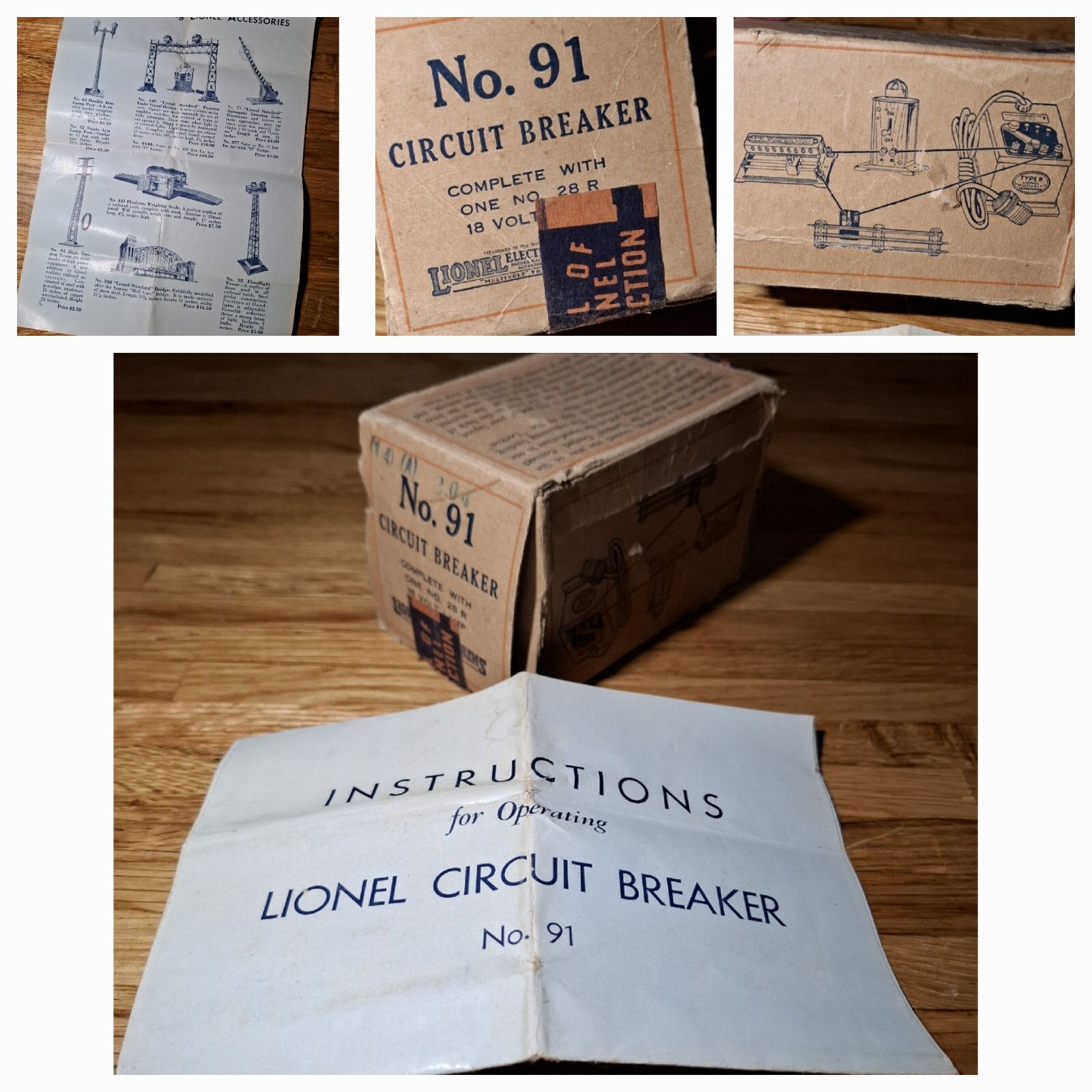 Vintage Lionel Train empty box NO.91 Circuit breaker pre war 