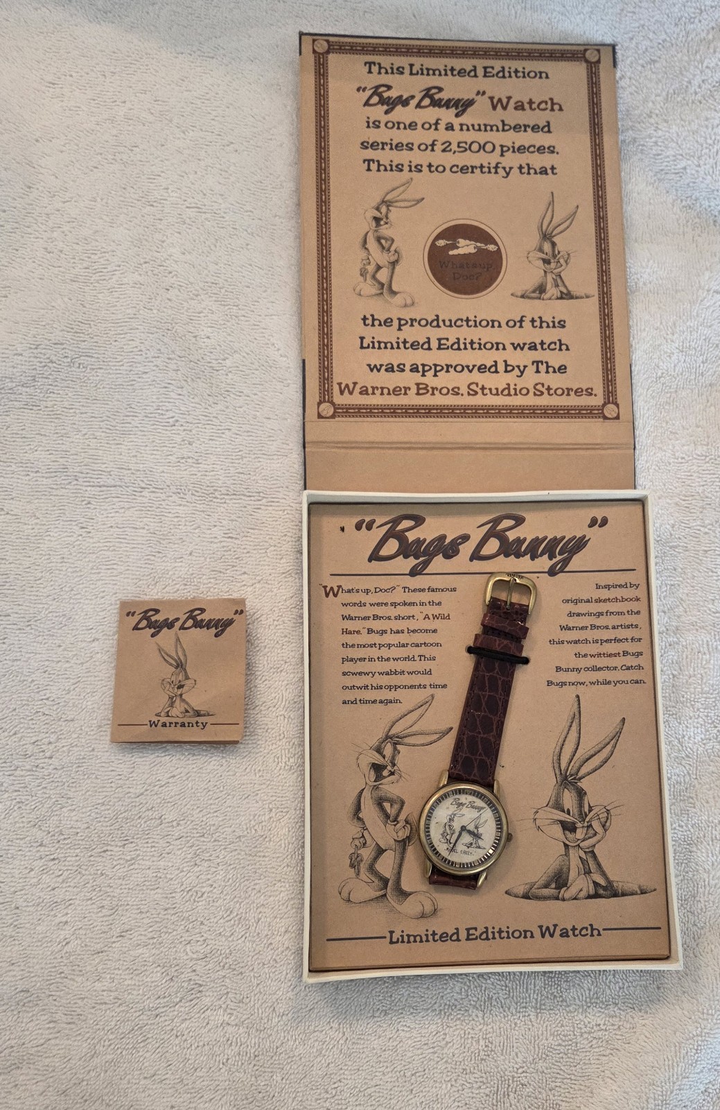 Vintage 1996 Bugs Bunny Watch Warner Bro Studio Store Limited Edition Unworn Box