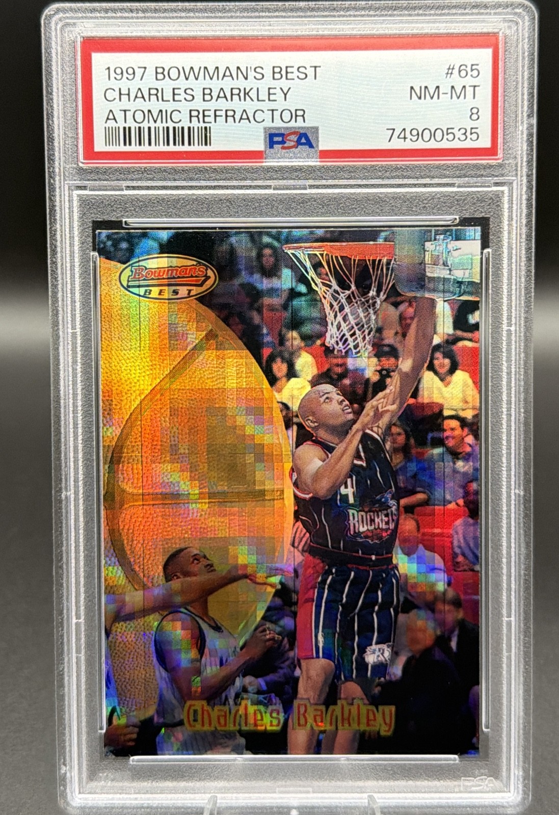 1997-98 Bowman\'s Best Charles Barkley #65 Atomic Refractor PSA 8 NM-MT HOF